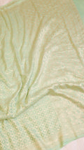 Mint Green Pure Khaddi Geogertte Handloom Saree