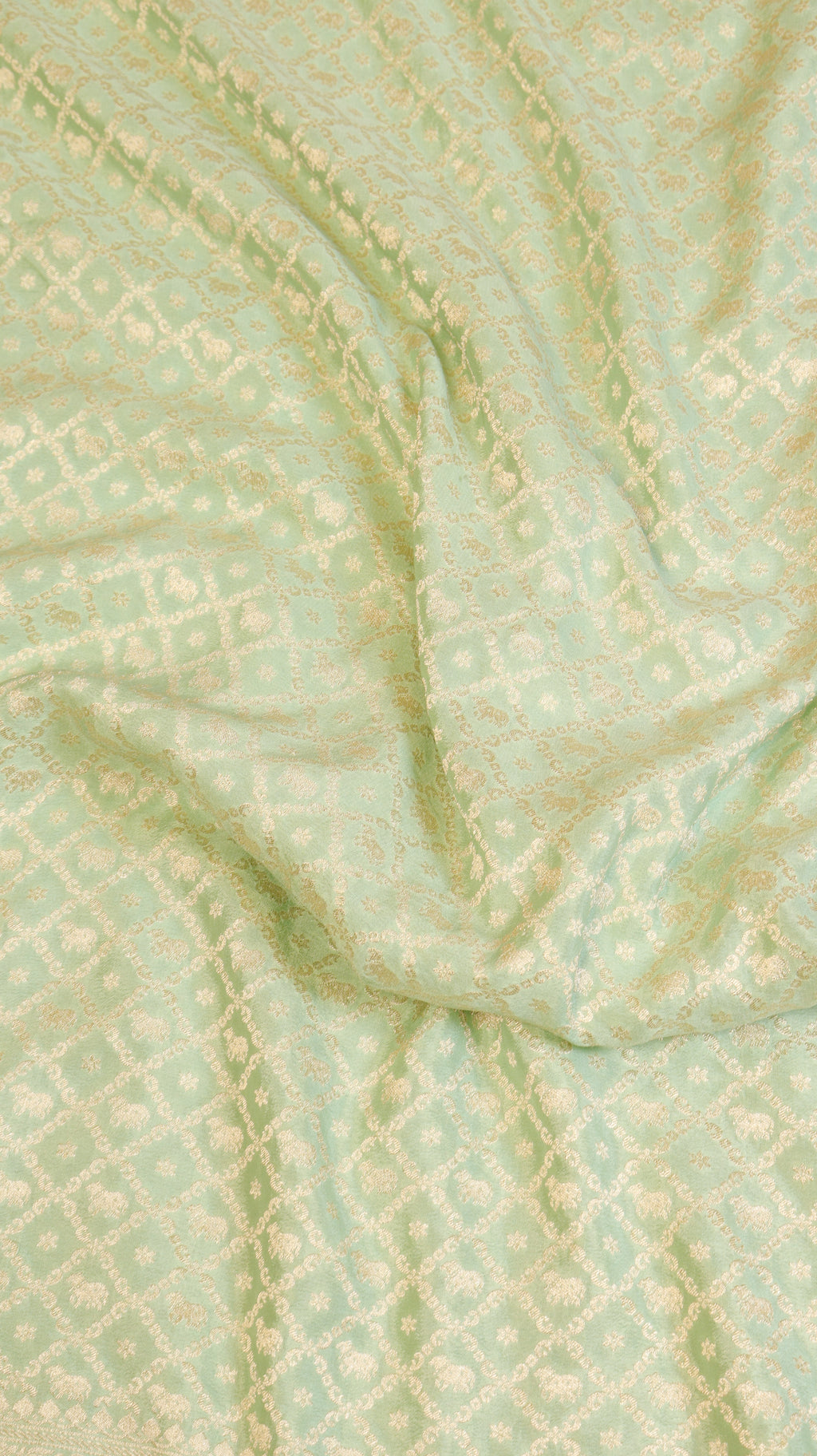 Mint Green Pure Khaddi Geogertte Handloom Saree