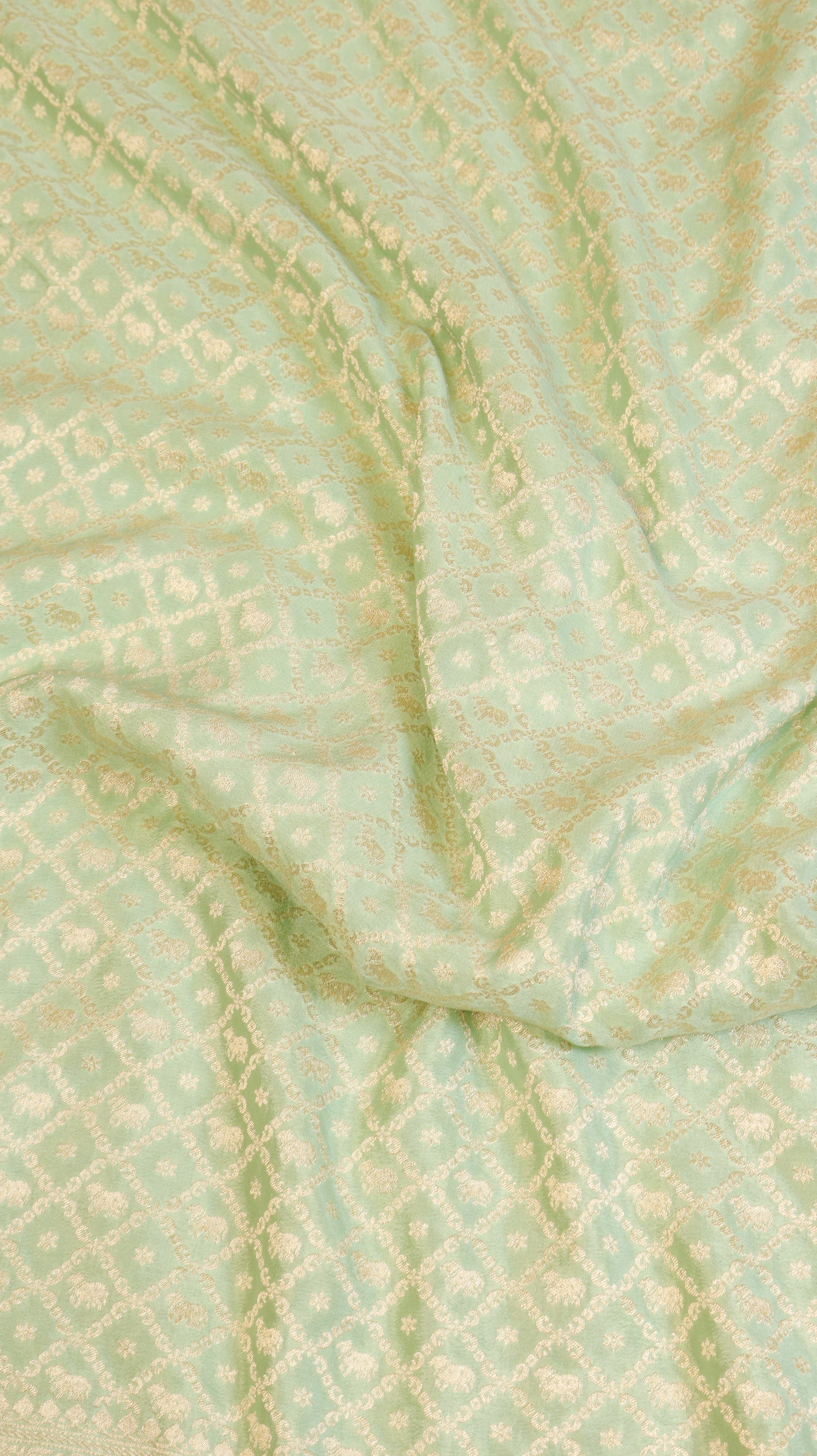 Mint Green Pure Khaddi Geogertte Handloom Saree