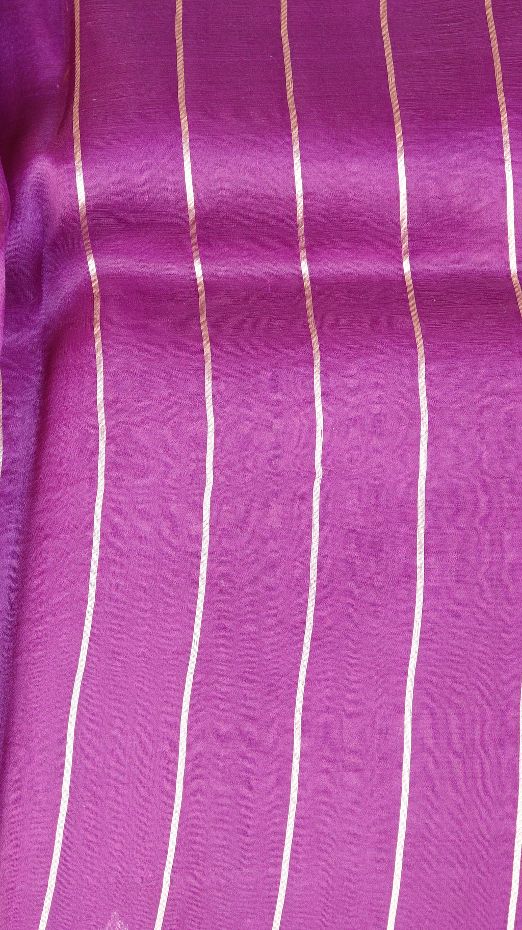 Pre-Order : Magenta Pink Pure Kora Silk Handloom Saree with Stripe Blouse