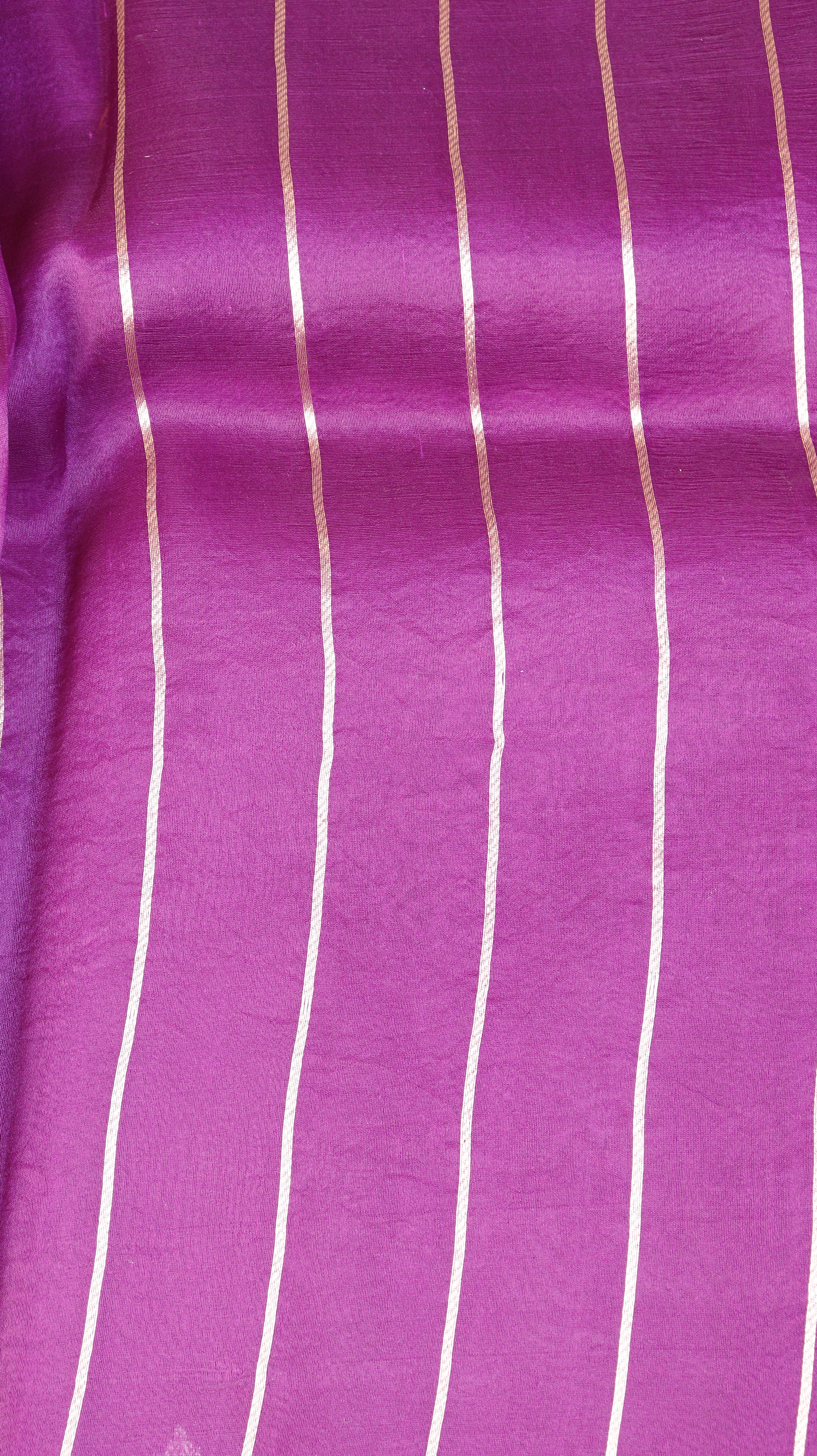 Pre-Order : Magenta Pink Pure Kora Silk Handloom Saree with Stripe Blouse