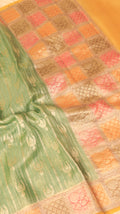 Soft Green Pure Kora Silk Handloom Saree with Contrast Border