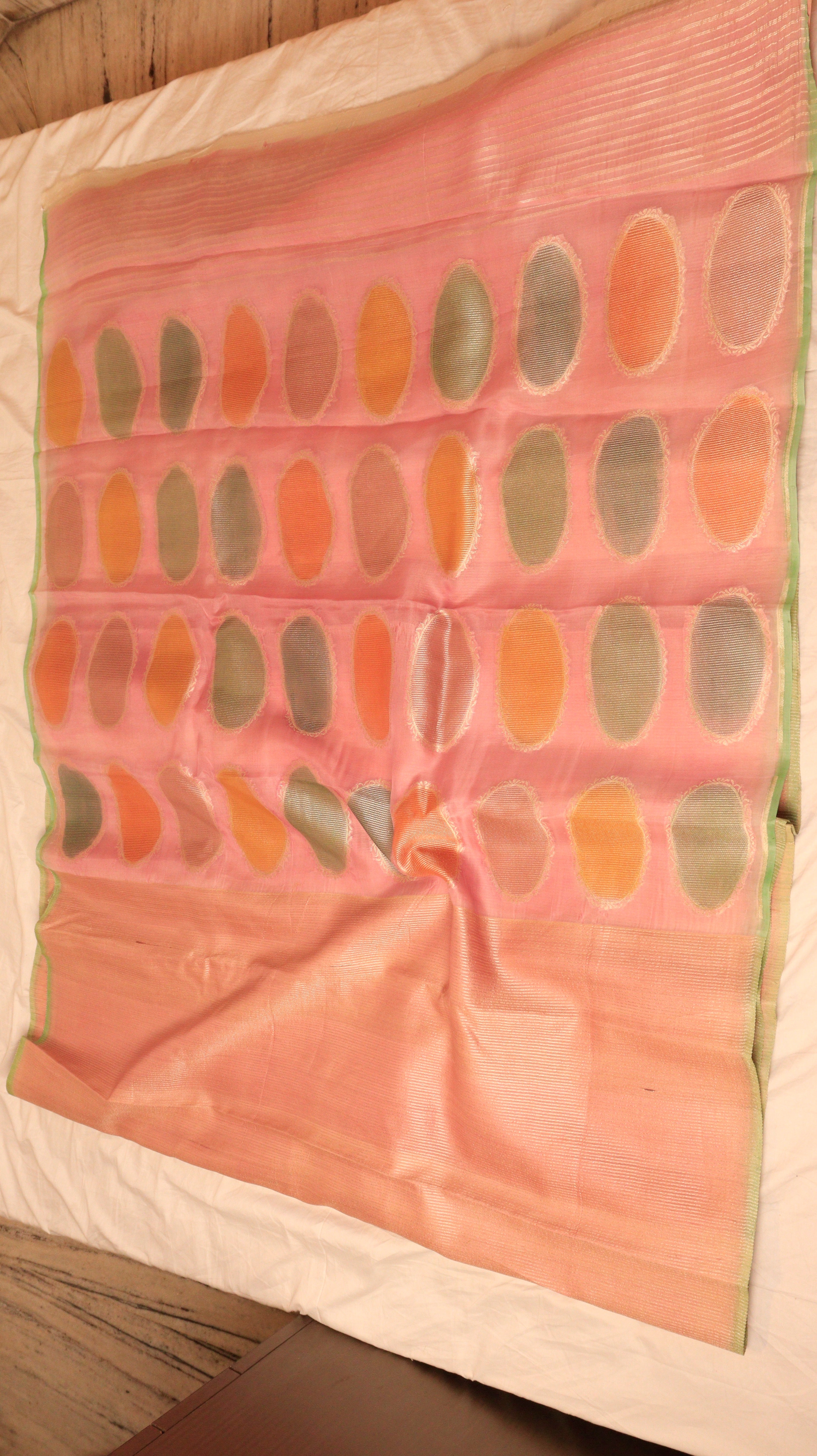 Pre-Order : Pastel Pink  Pure Tussar Silk Handloom Saree with Kora Pallu