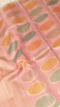 Pre-Order : Pastel Pink  Pure Tussar Silk Handloom Saree with Kora Pallu