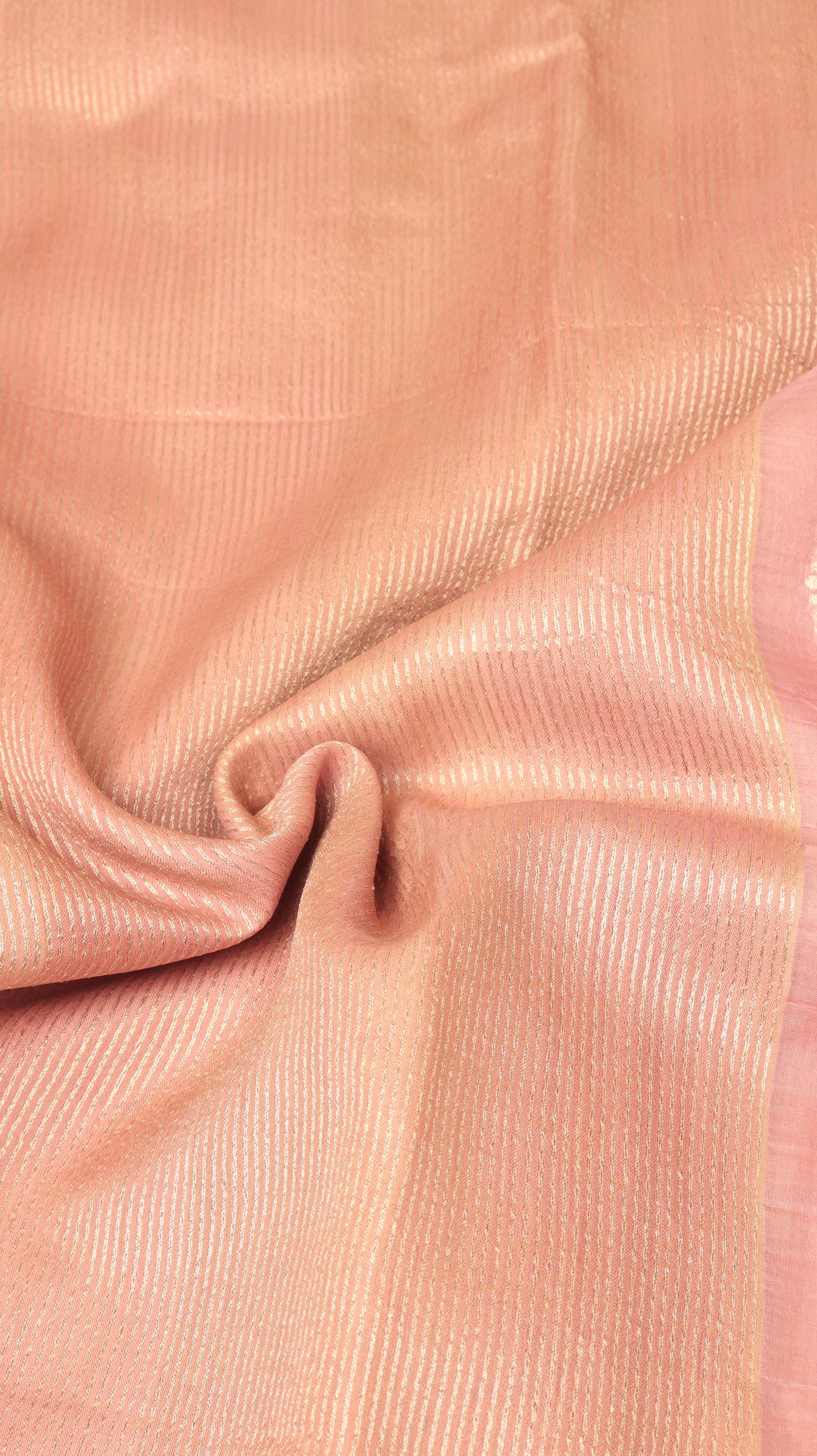 Pre-Order : Pastel Pink  Pure Tussar Silk Handloom Saree with Kora Pallu