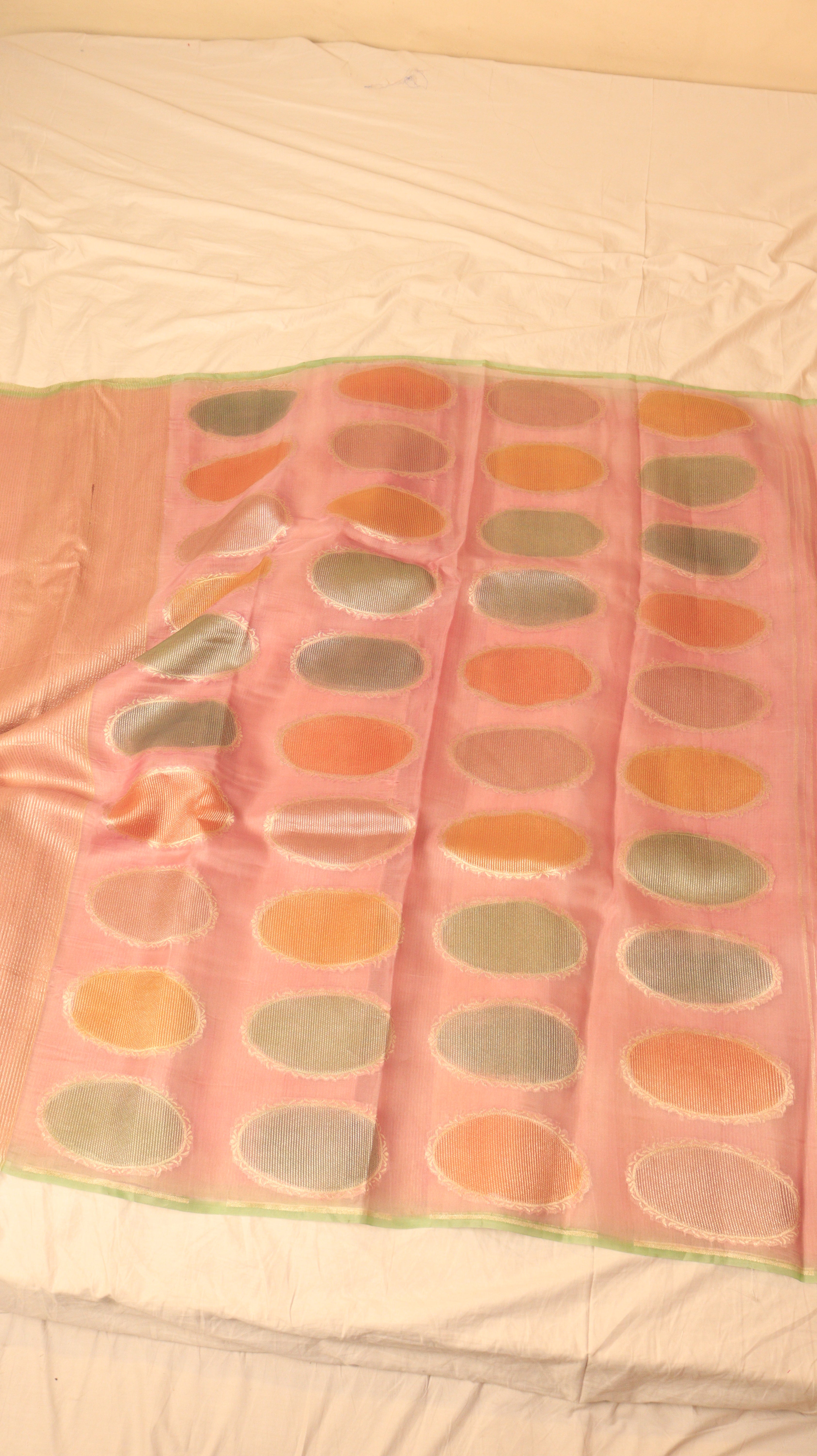 Pre-Order : Pastel Pink  Pure Tussar Silk Handloom Saree with Kora Pallu