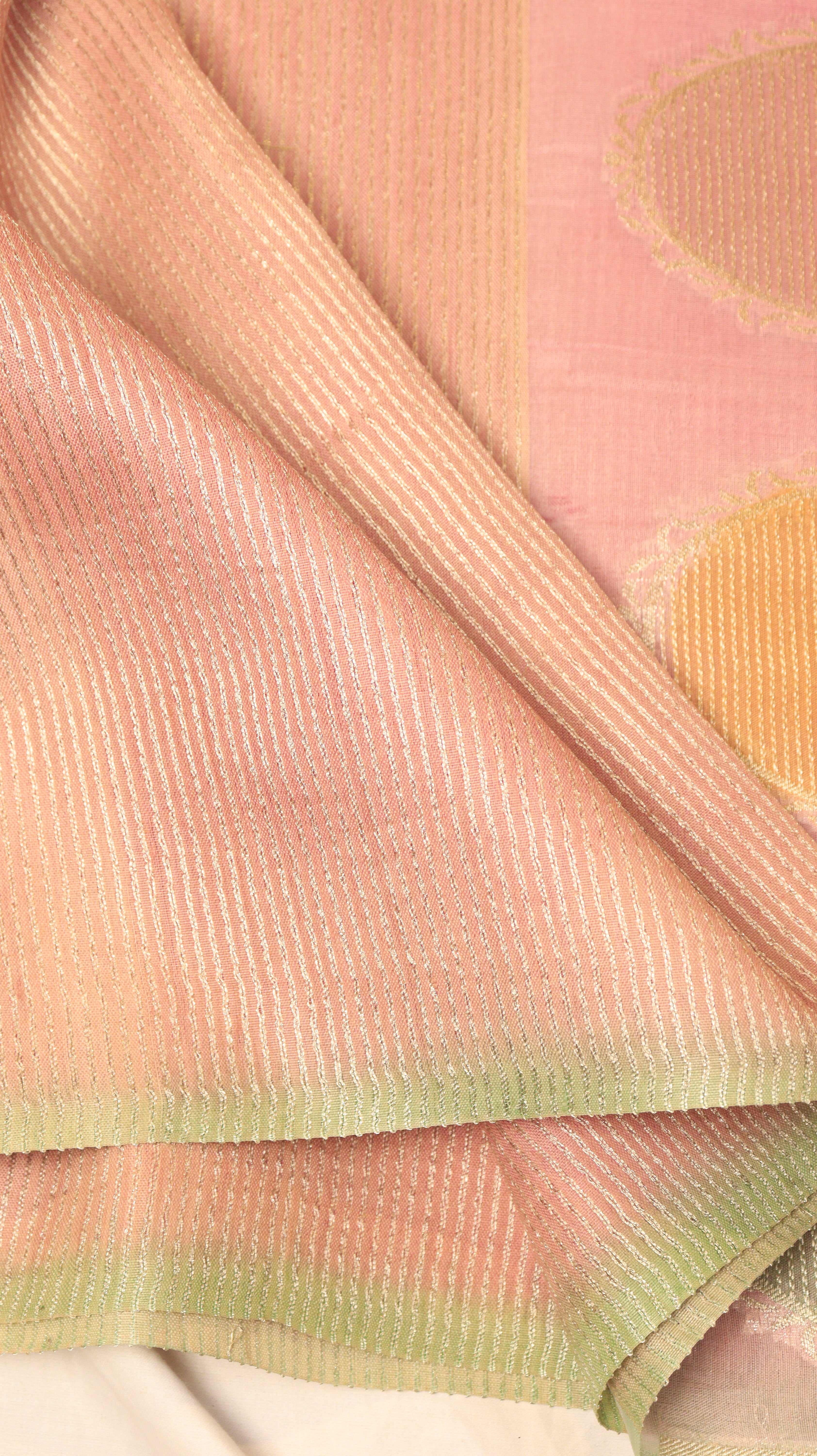 Pre-Order : Pastel Pink  Pure Tussar Silk Handloom Saree with Kora Pallu