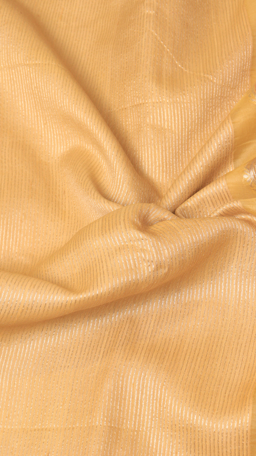 Yellow Pure Tussar Silk Handloom Saree with Kora Pallu