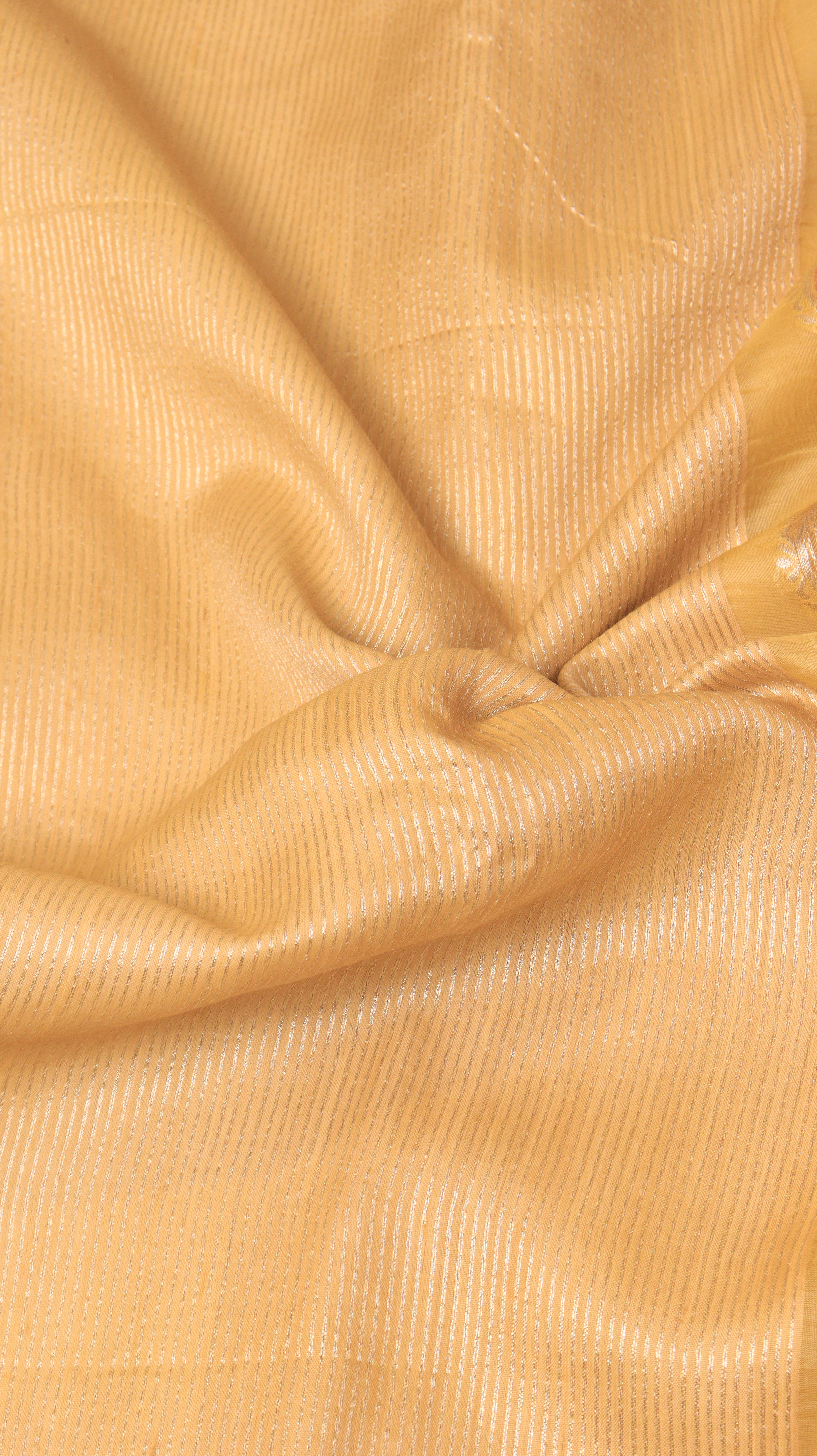 Yellow Pure Tussar Silk Handloom Saree with Kora Pallu