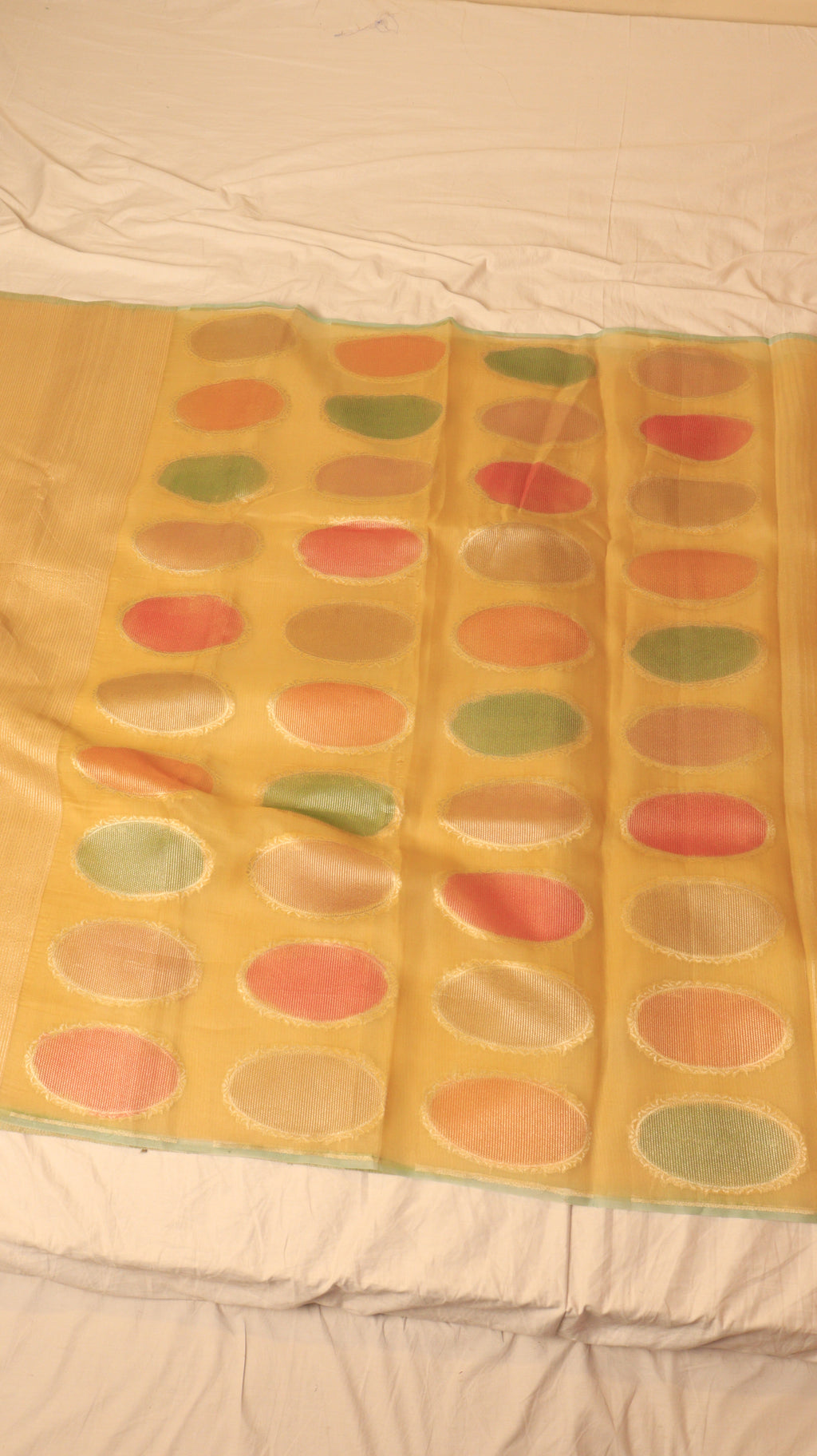 Yellow Pure Tussar Silk Handloom Saree with Kora Pallu