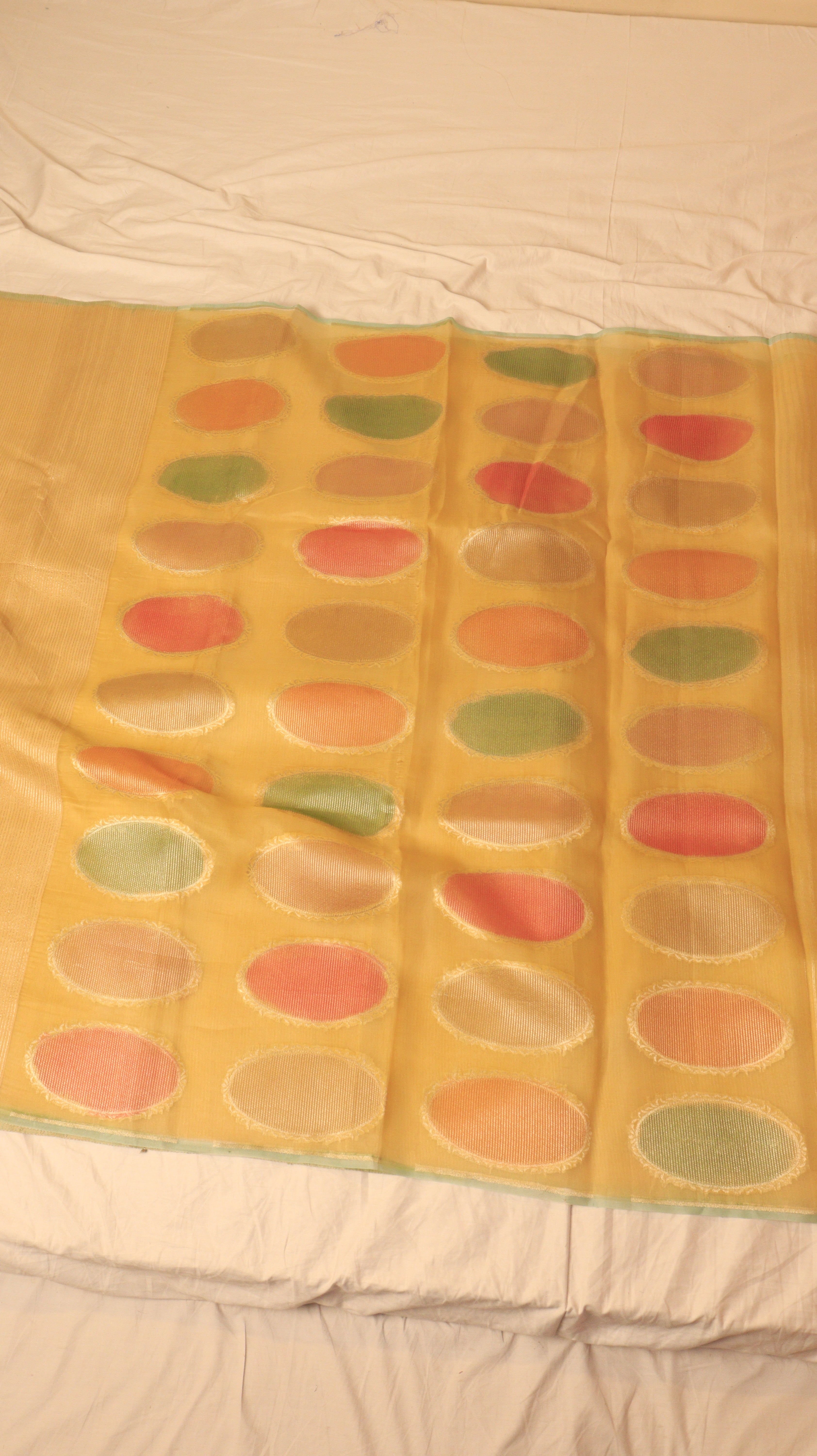 Yellow Pure Tussar Silk Handloom Saree with Kora Pallu
