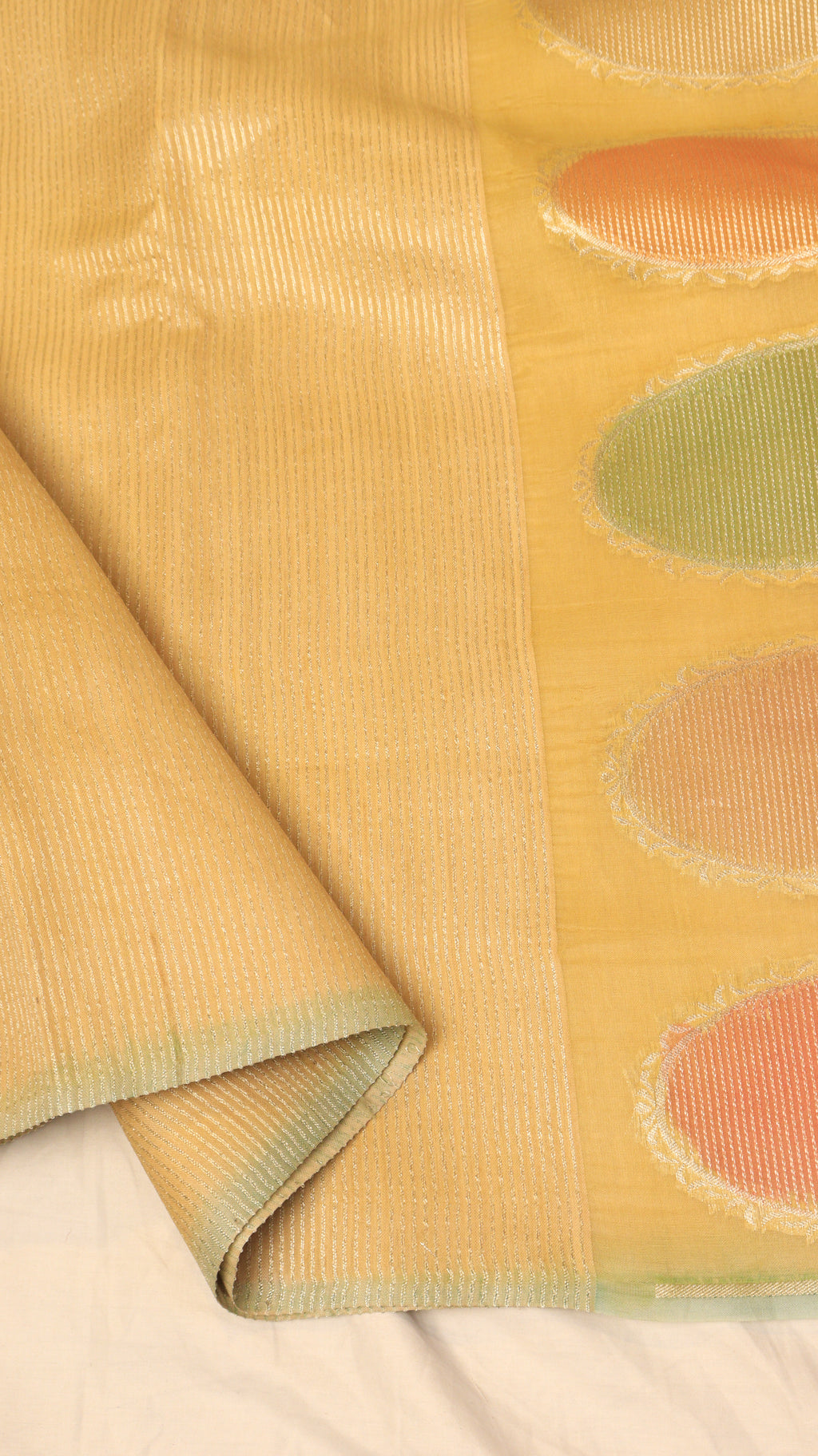 Yellow Pure Tussar Silk Handloom Saree with Kora Pallu