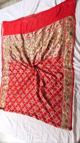 Traditional Pure Bandhej Khaddi Geogertte Saree
