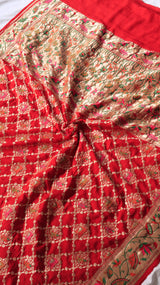 Traditional Pure Bandhej Khaddi Geogertte Saree