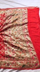 Traditional Pure Bandhej Khaddi Geogertte Saree