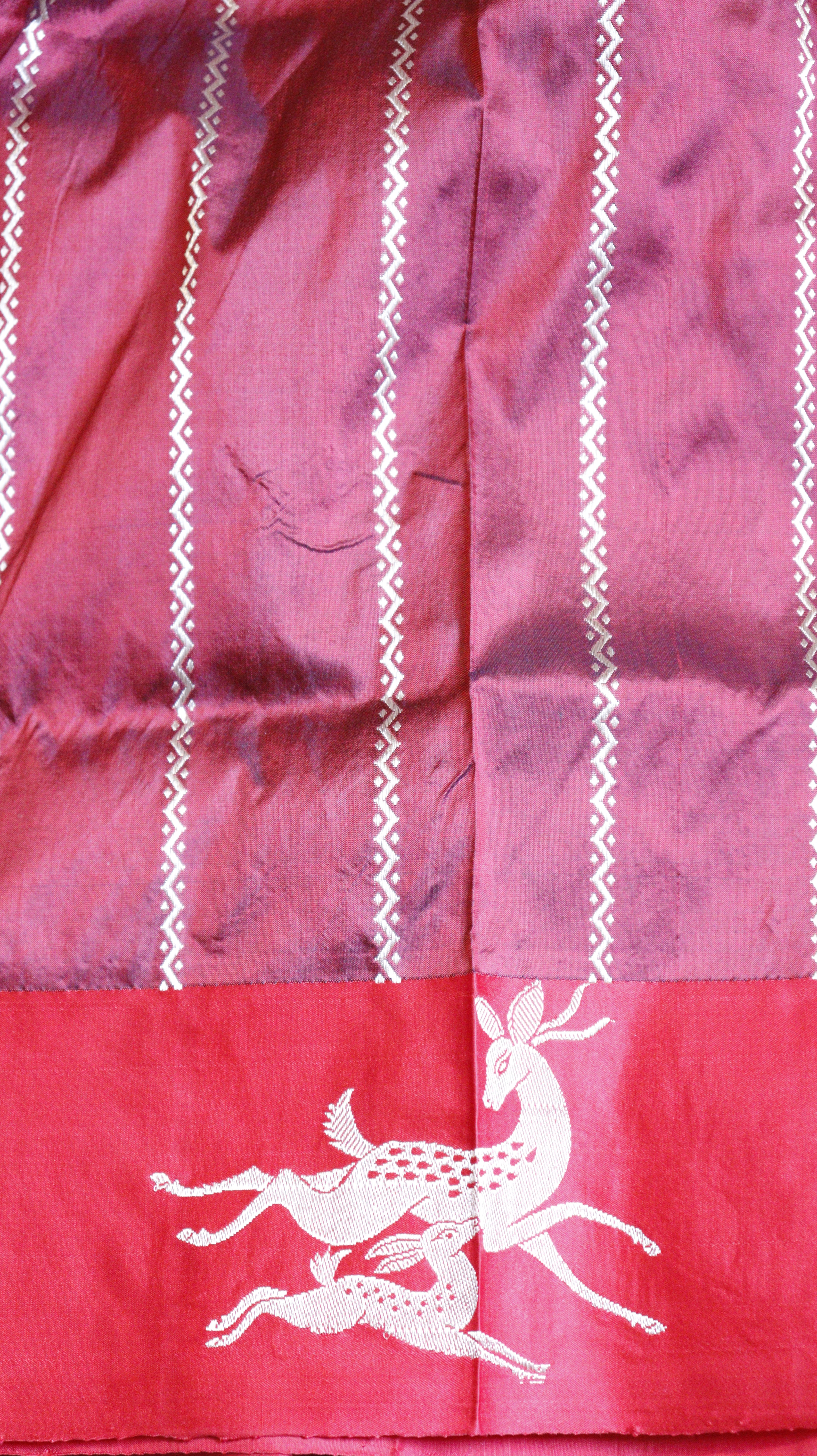 Deep Green Pure Katan Silk Handloom Saree with Contrast Border