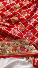 Traditional Pure Bandhej Khaddi Geogertte Saree