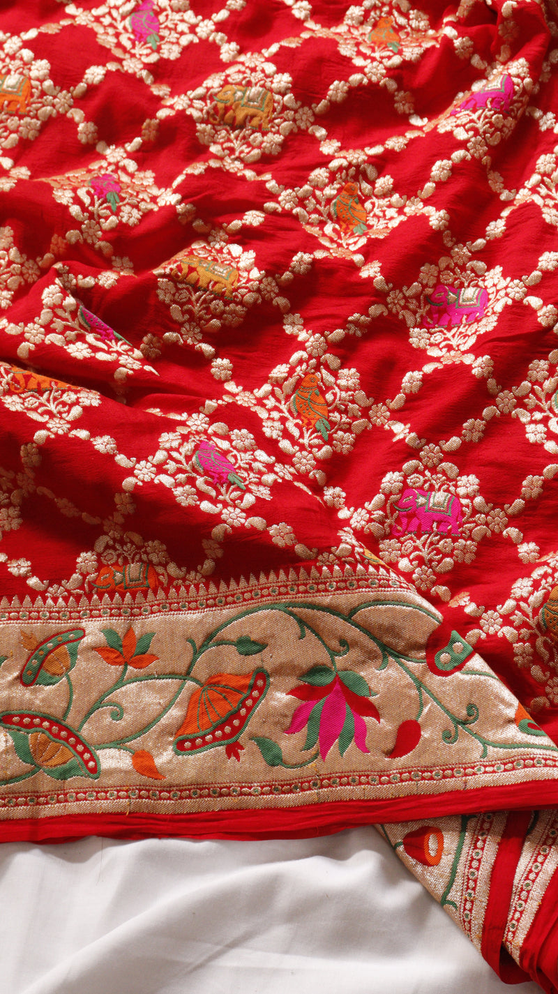Traditional Pure Bandhej Khaddi Geogertte Saree