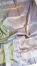 Sage Green Pure Katan Silk Handloom Saree with Contrast Border