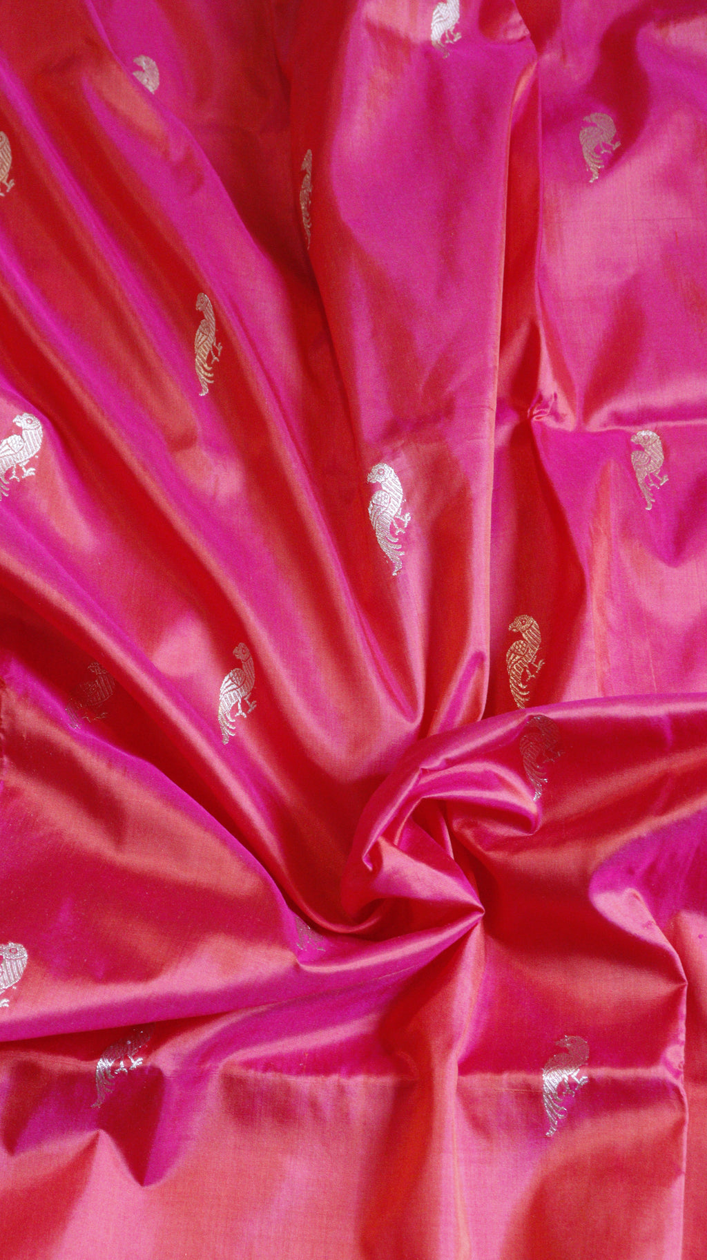 Pink Pure Katan Silk Handloom Saree with Contrast Border