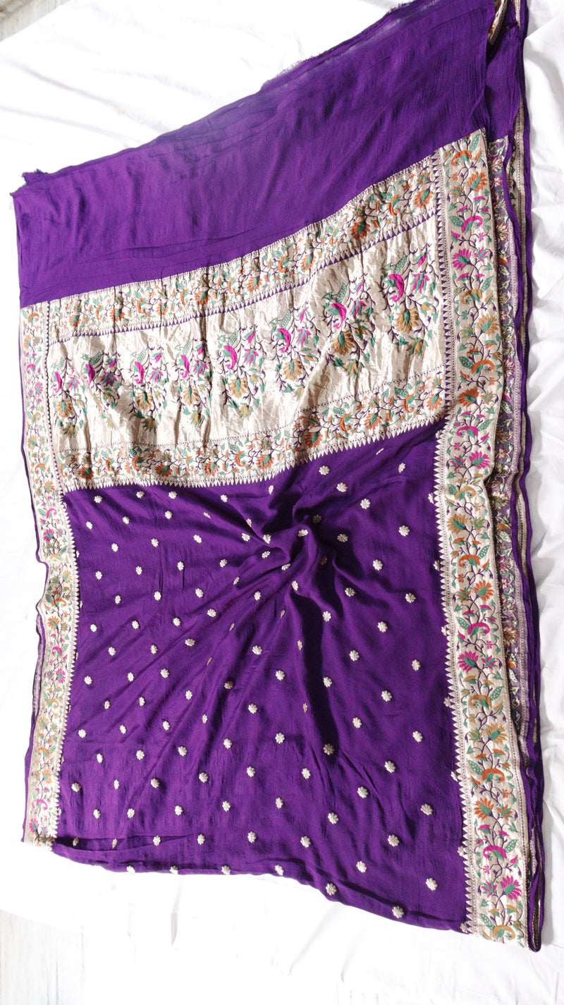 Handloom Pure Khaddi Geogertte Saree with Paithani Border