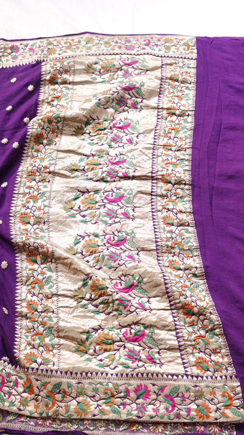 Handloom Pure Khaddi Geogertte Saree with Paithani Border