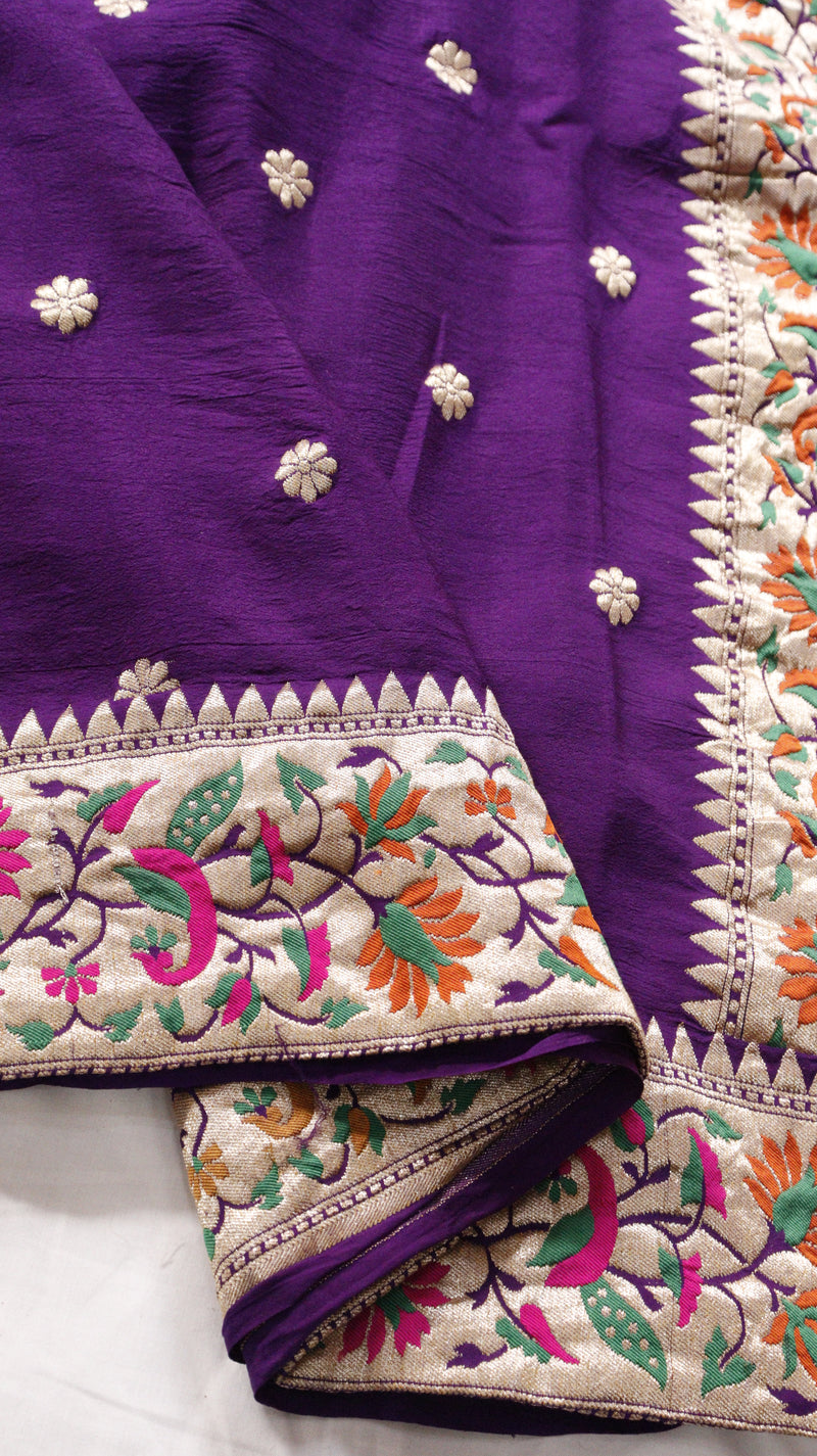 Handloom Pure Khaddi Geogertte Saree with Paithani Border