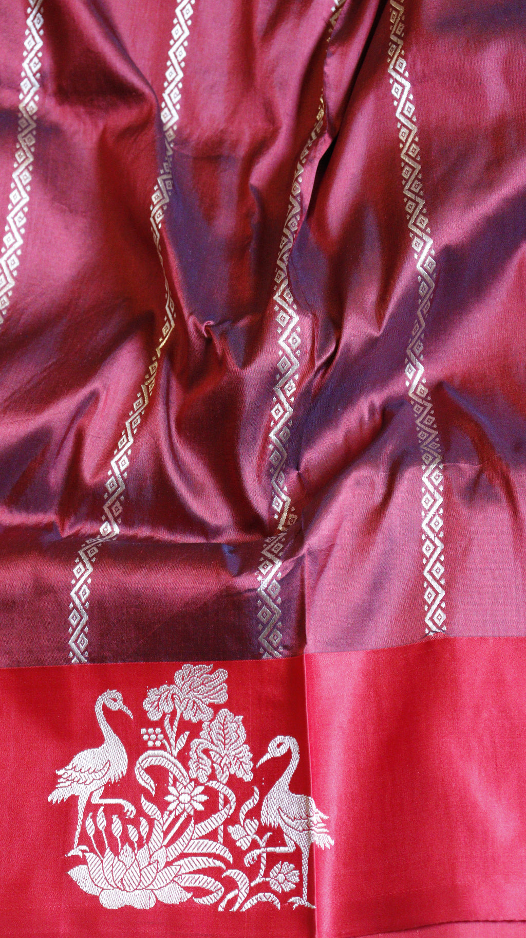 Olive Green Pure Katan Silk Handloom Saree with Contrast Border