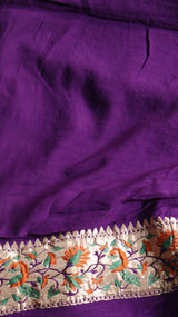 Handloom Pure Khaddi Geogertte Saree with Paithani Border