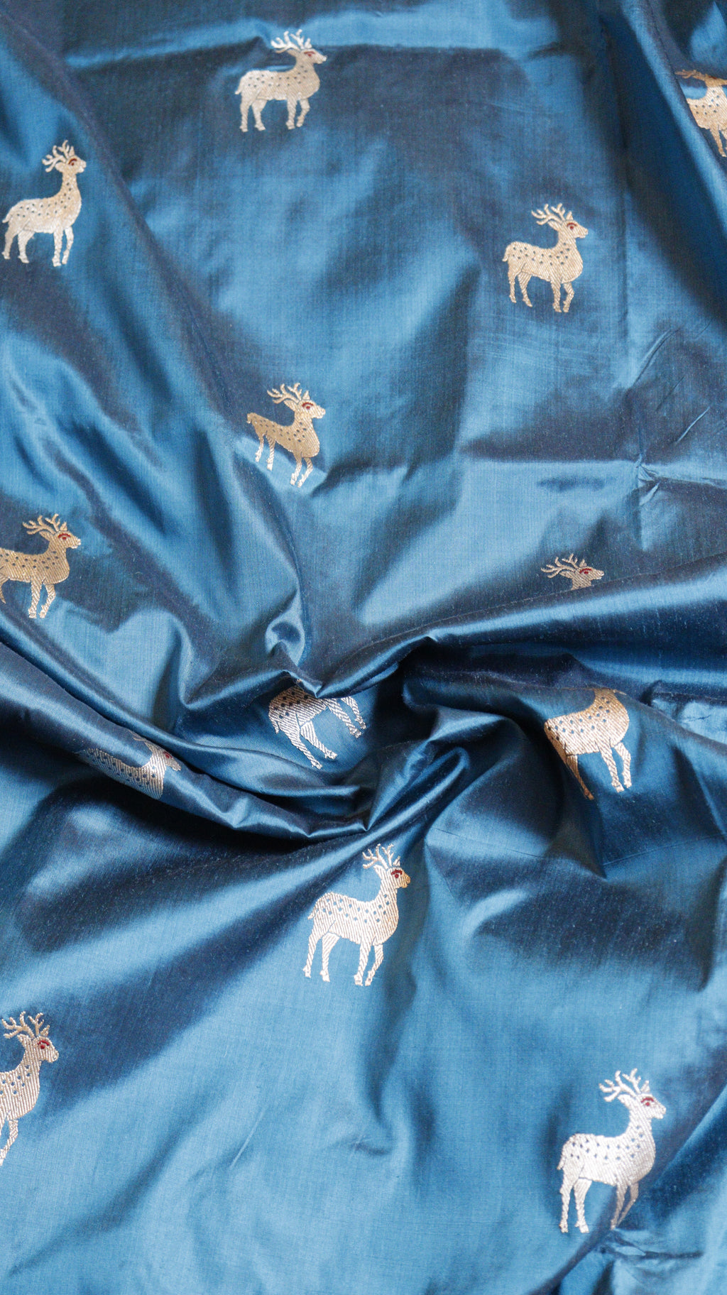 Teal Blue Pure Katan Silk Handloom Saree with Contrast Border