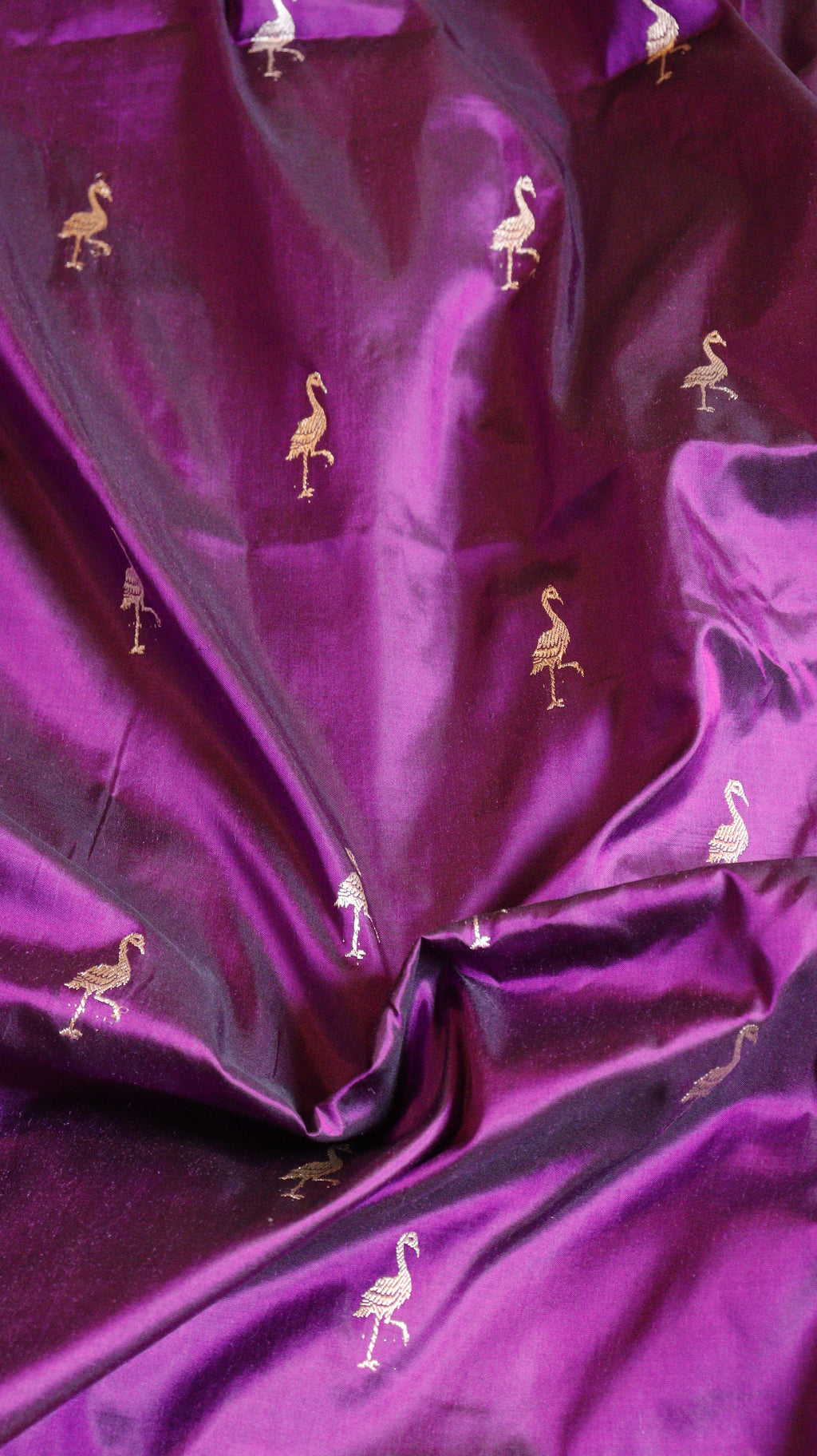 Purple Pure Katan Silk Handloom Saree with Contrast Border
