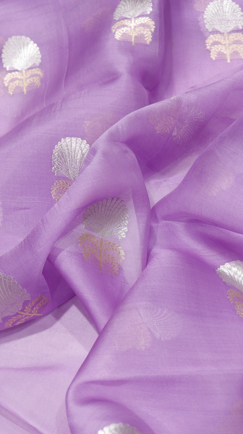 Pre-Order : Lavender Pure Kora Silk Handloom Suit Set