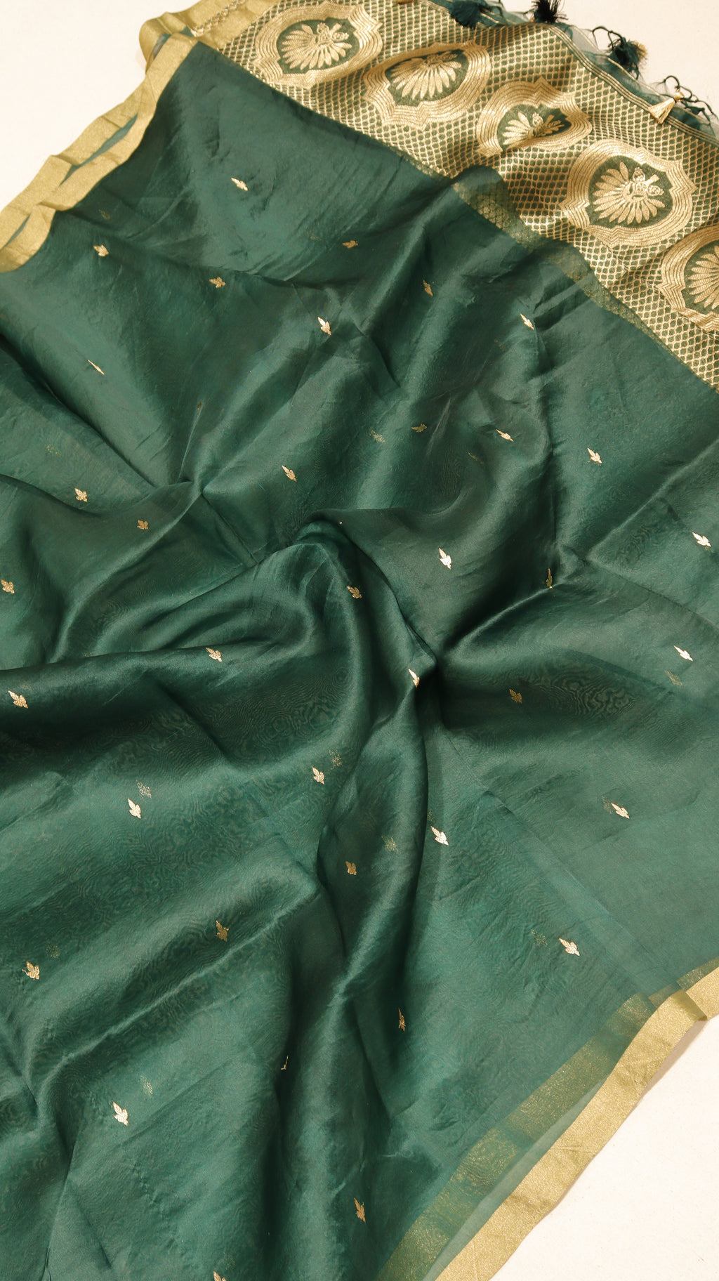 Soft Green Pure Kora Silk Handloom Suit Set