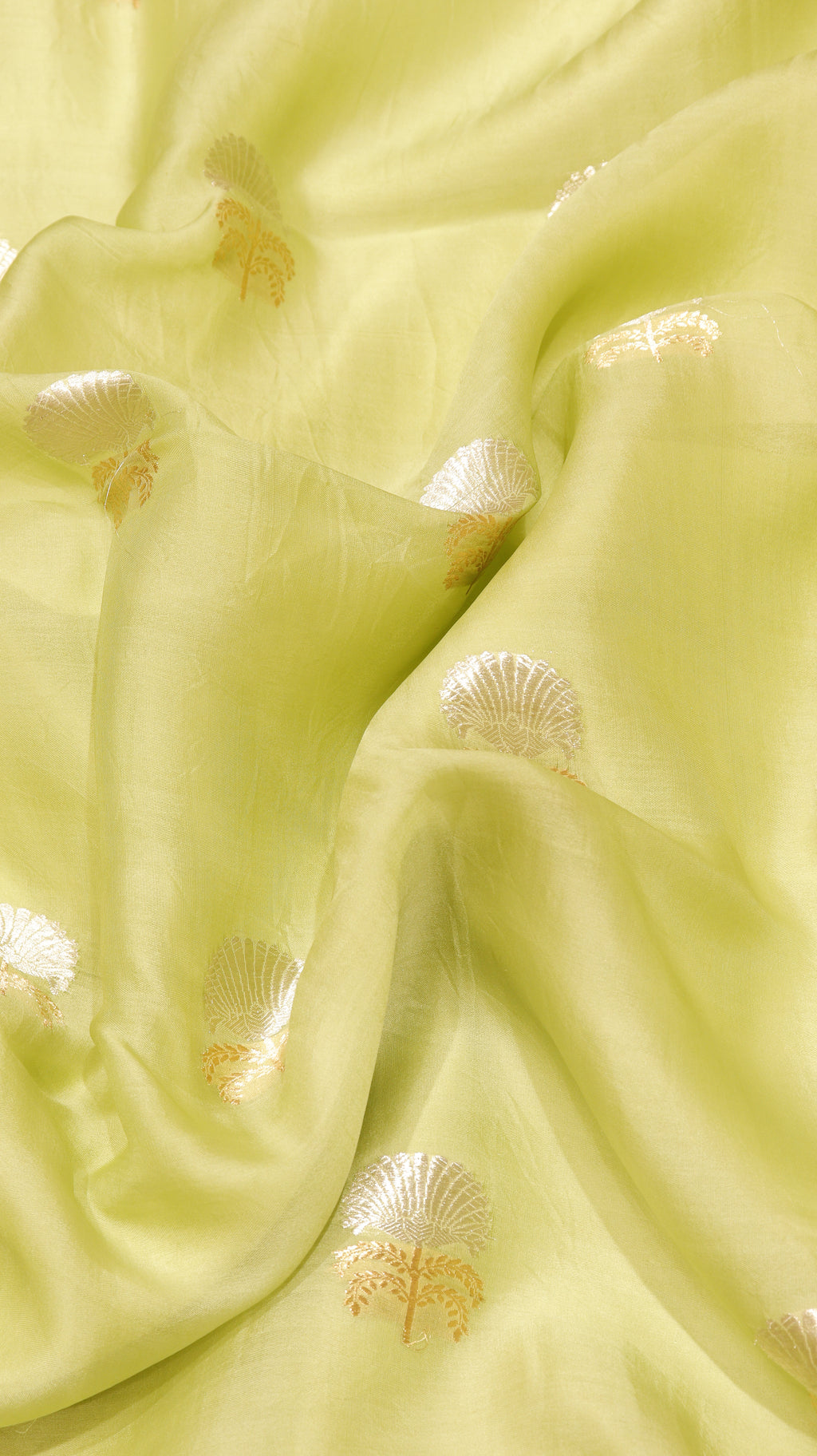 Soft Green Pure Kora Silk Handloom Suit Set