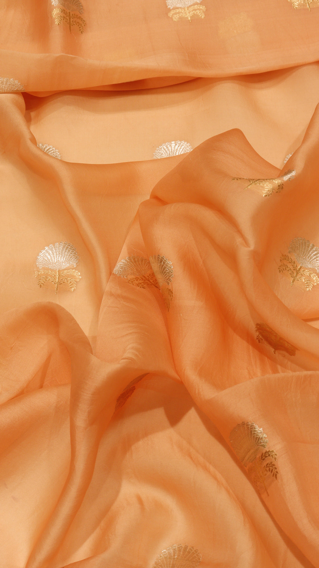 Pre-Order : Pastel Orange Pure Kora Silk Handloom Suit Set