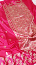 Pink Pure Soft Katan Silk Handloom Saree with Broad Border