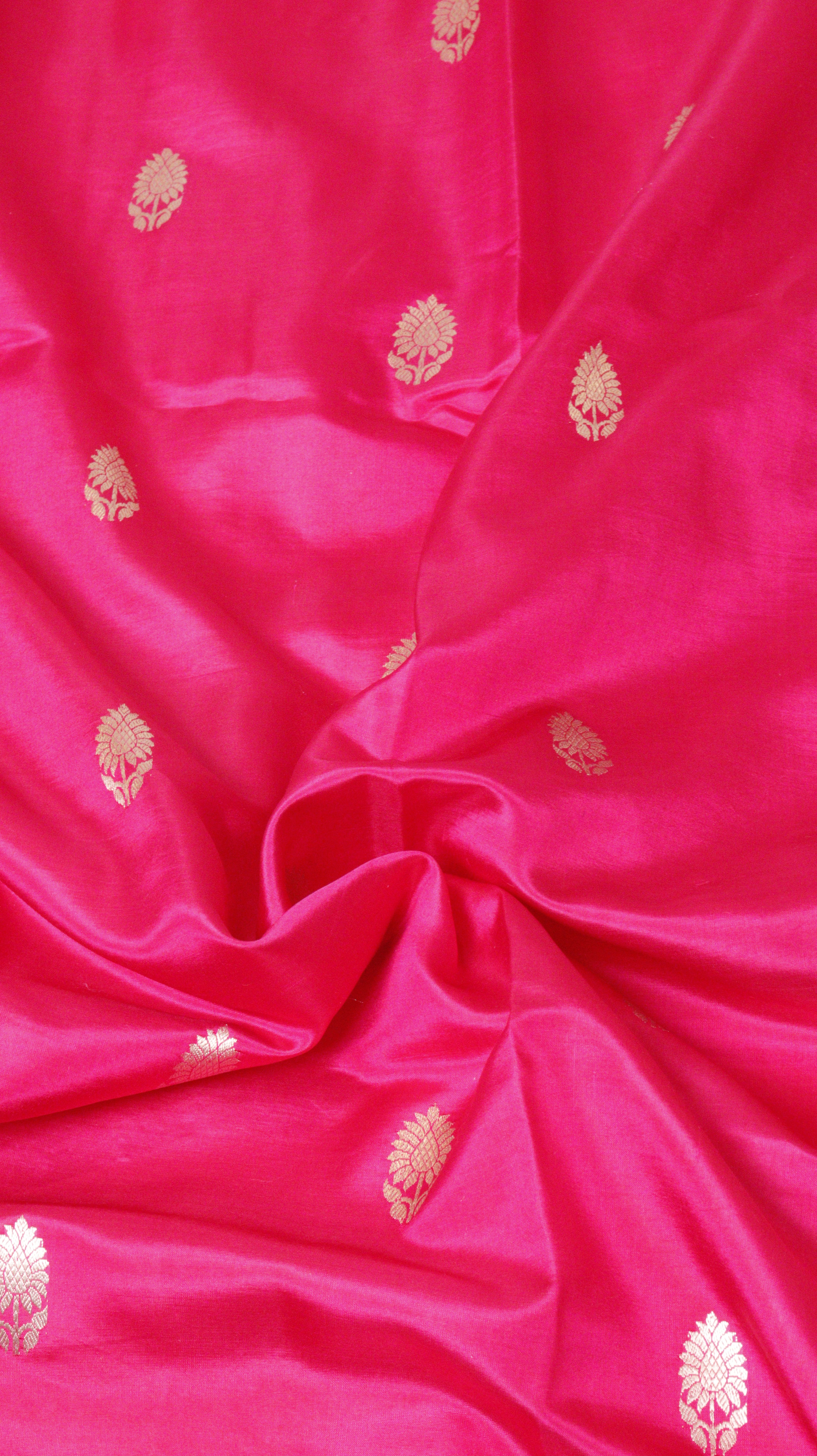 Pink Pure Soft Katan Silk Handloom Saree with Broad Border