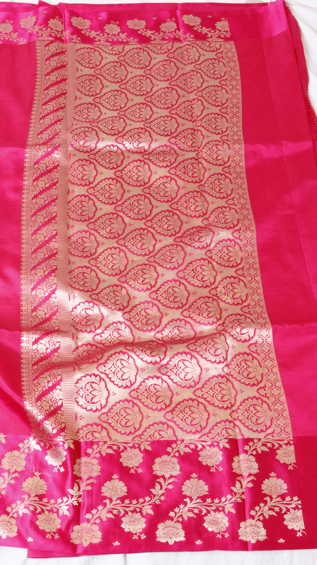 Pink Pure Soft Katan Silk Handloom Saree with Broad Border