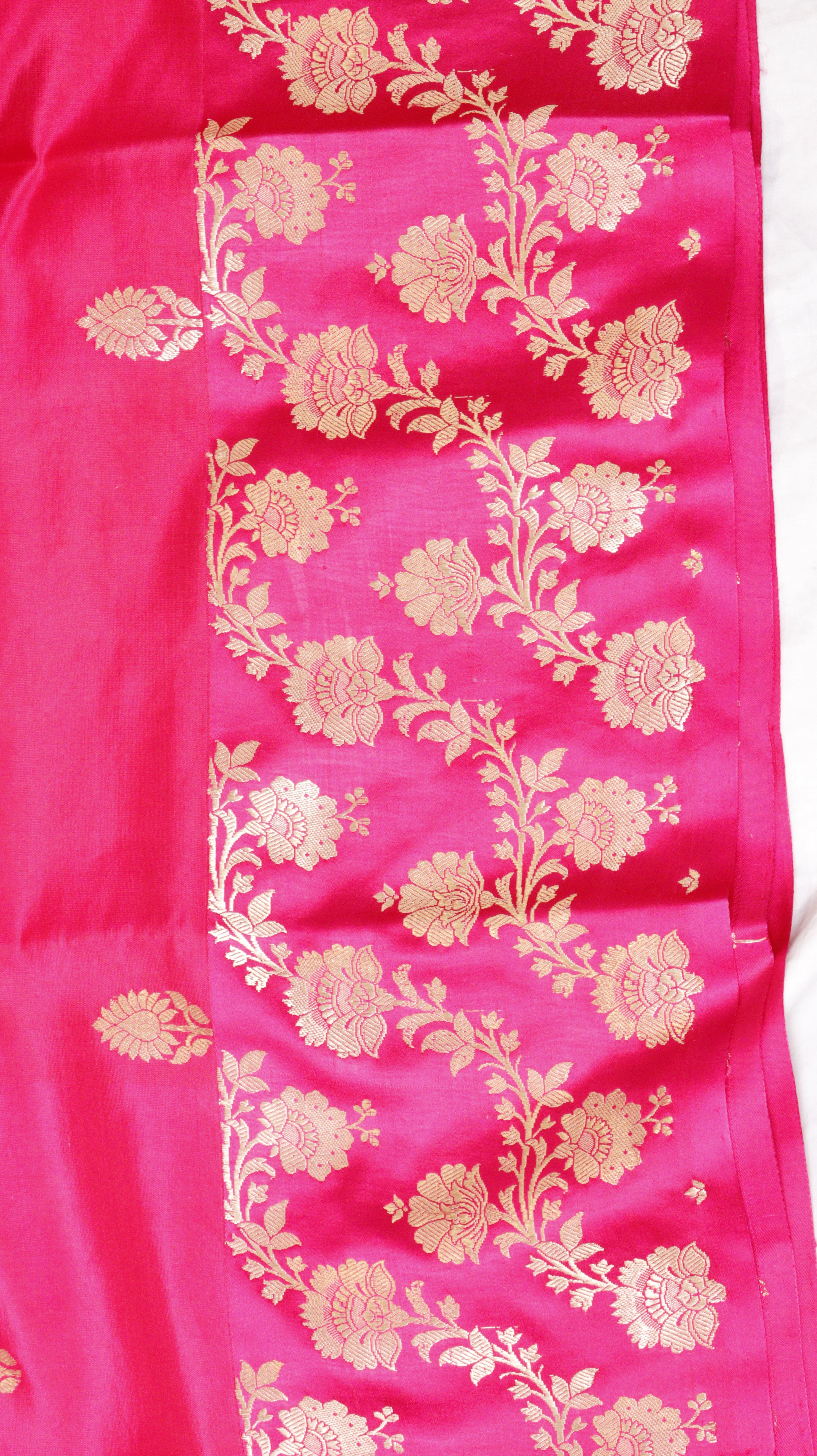 Pink Pure Soft Katan Silk Handloom Saree with Broad Border