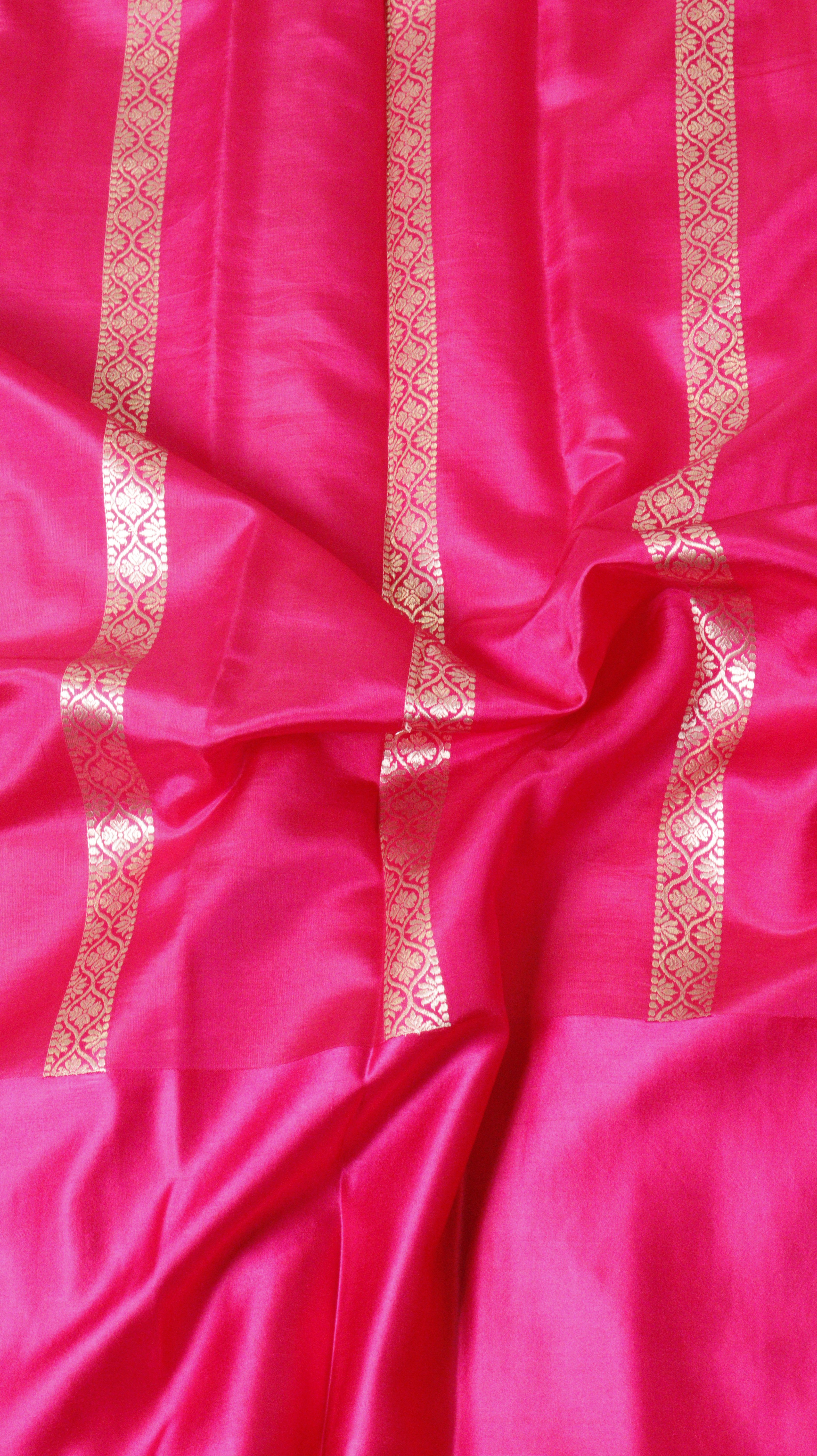 Pink Pure Soft Katan Silk Handloom Saree with Broad Border