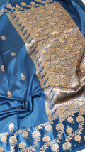 Midnight Blue Pure Soft Katan Silk Handloom Saree with Broad Border