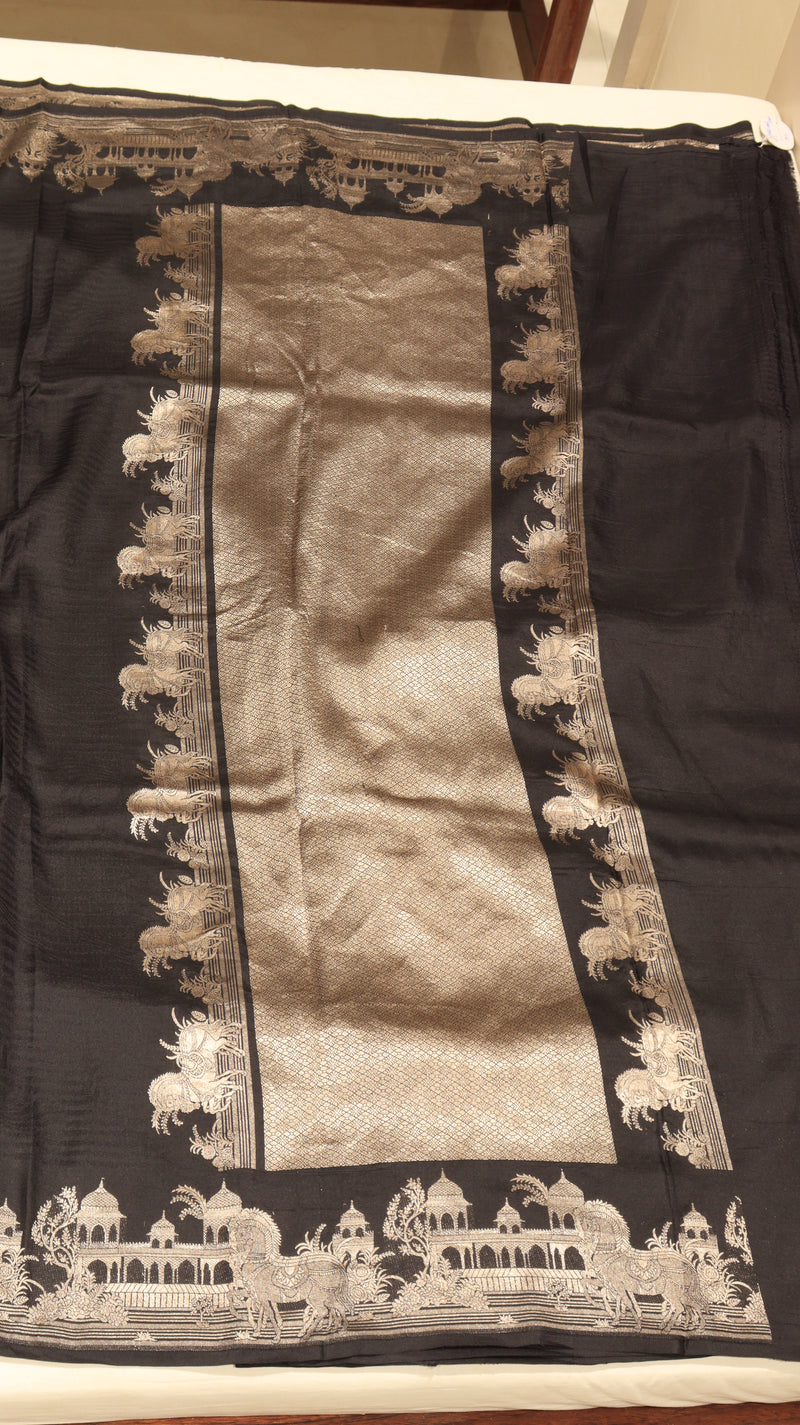 Banarasi Brocade King Khawab Pure Katan Black Saree