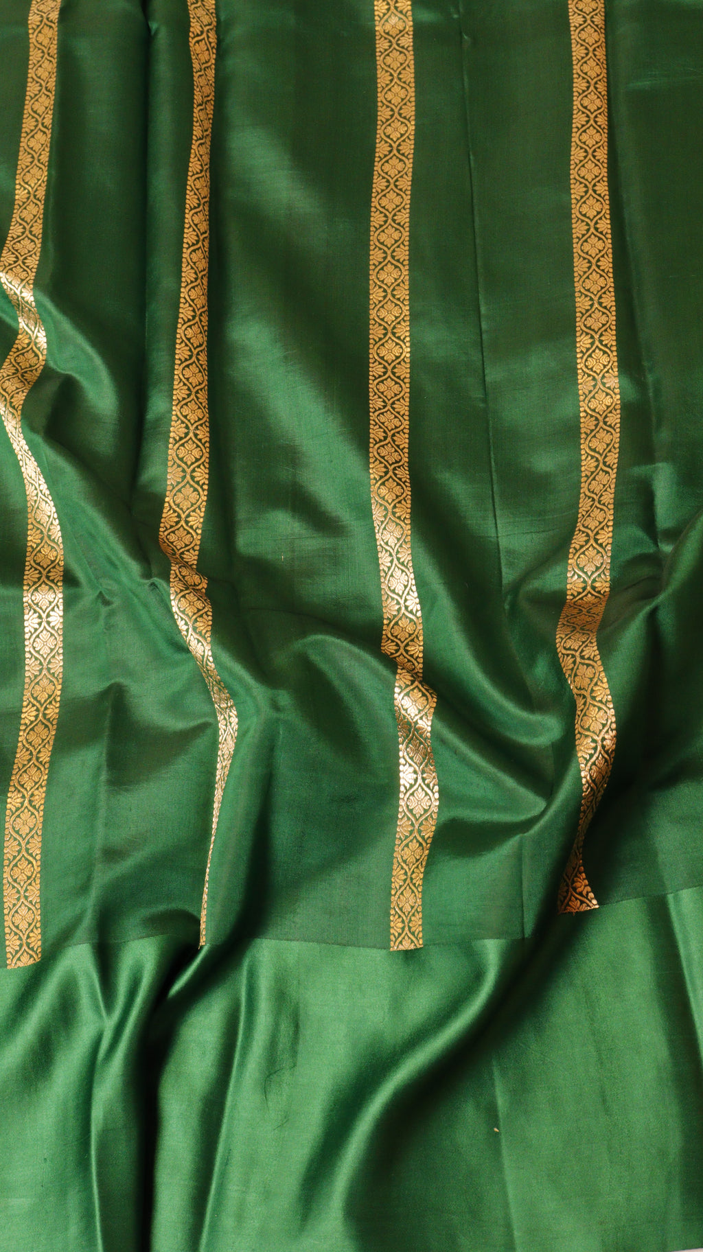Deep Green Pure Soft Katan Silk Handloom Saree with Broad Border