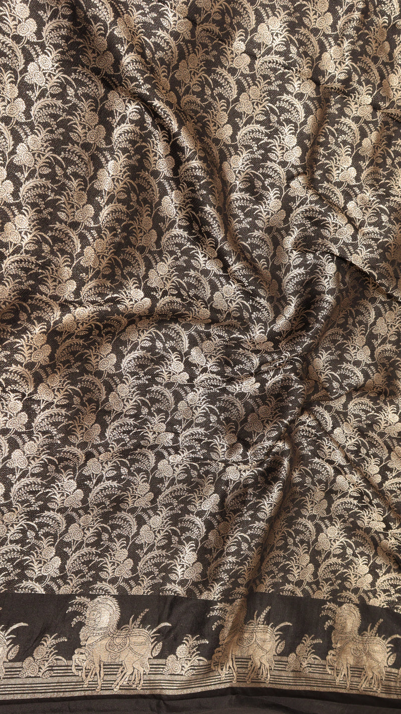 Banarasi Brocade King Khawab Pure Katan Black Saree