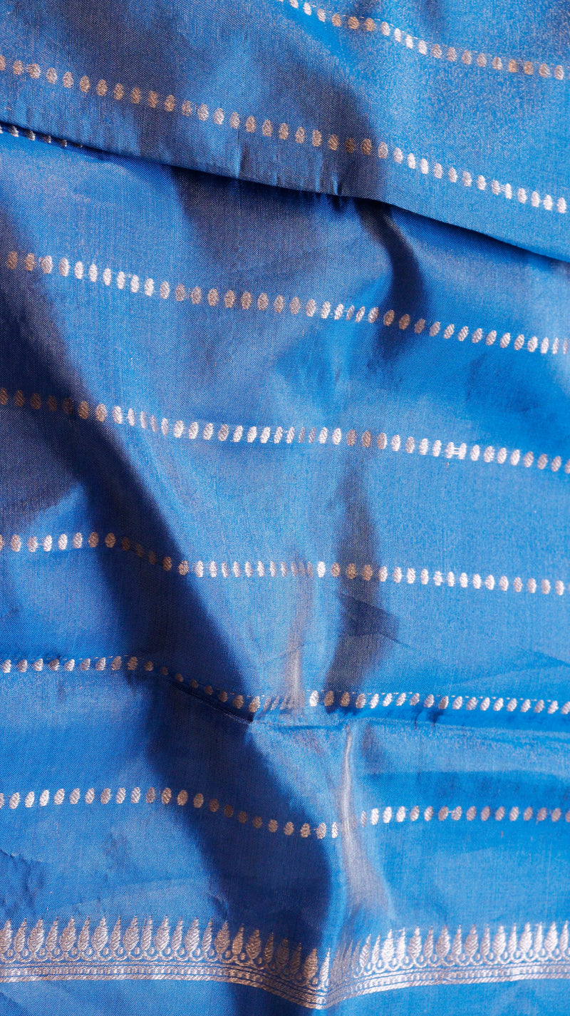 Pre-Order :Purple Pure Tissue Silk Saree with Katan Silk Contrast Border