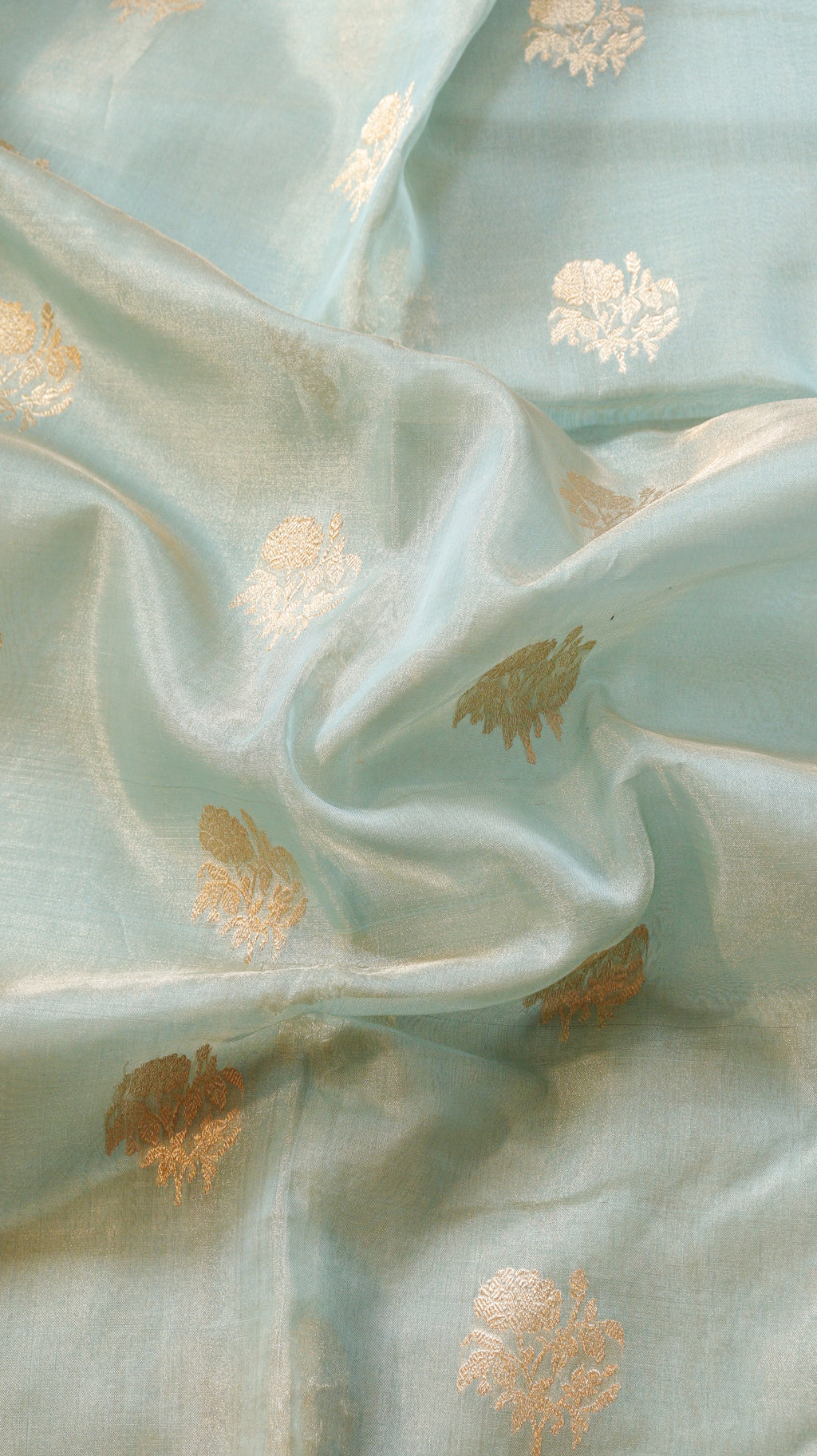 Pre-Order : Aqua Pure Tissue Silk Saree with Katan Silk Contrast Border
