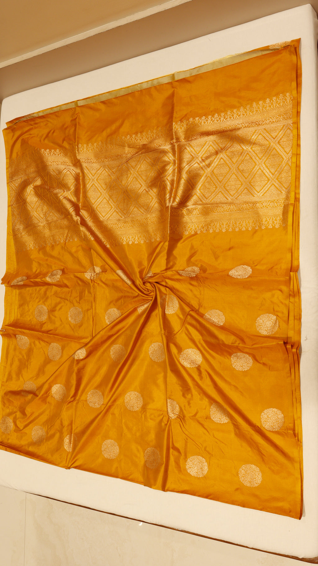 Mustard Yellow Pure Katan Silk Handloom Saree