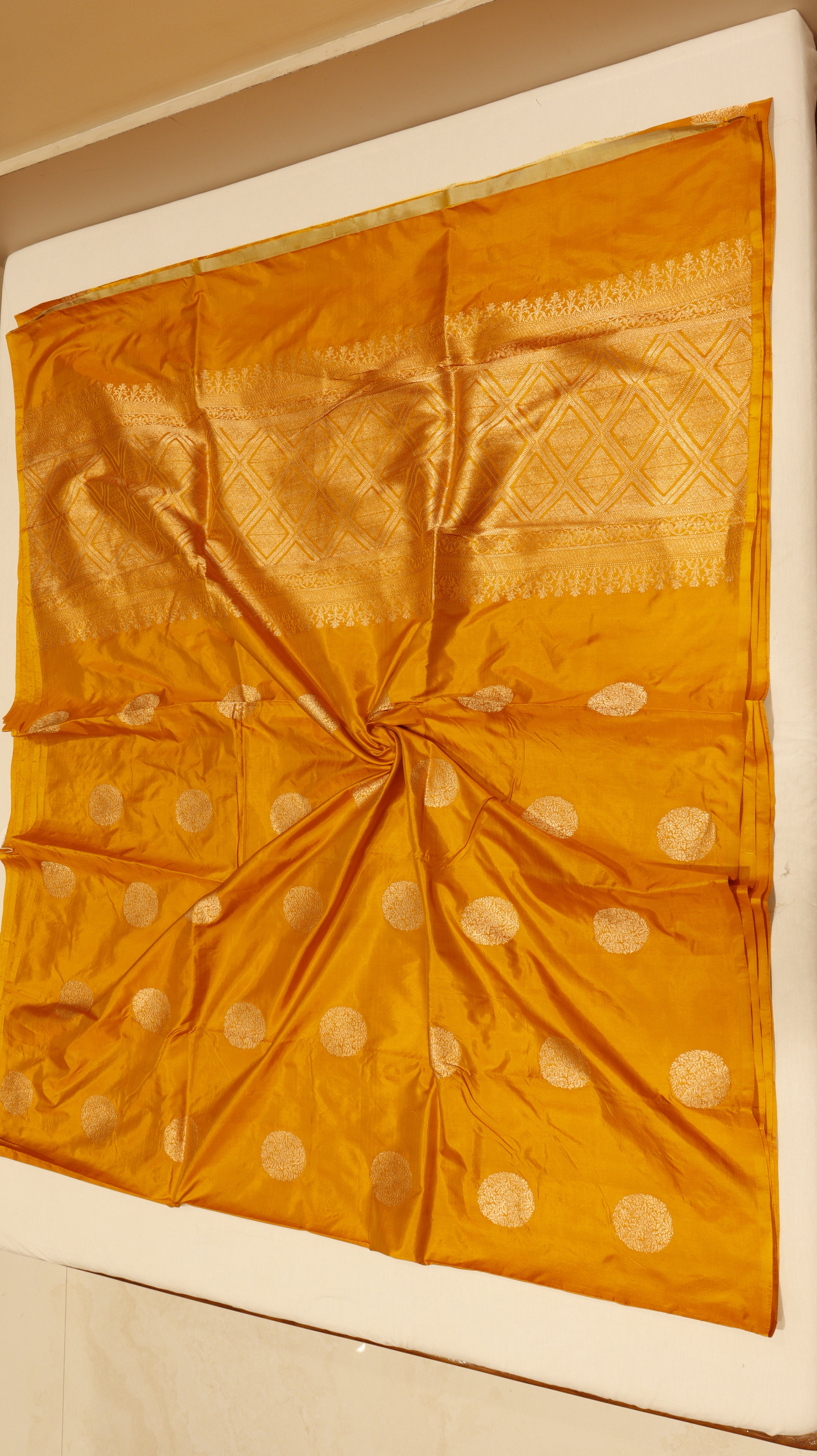 Mustard Yellow Pure Katan Silk Handloom Saree