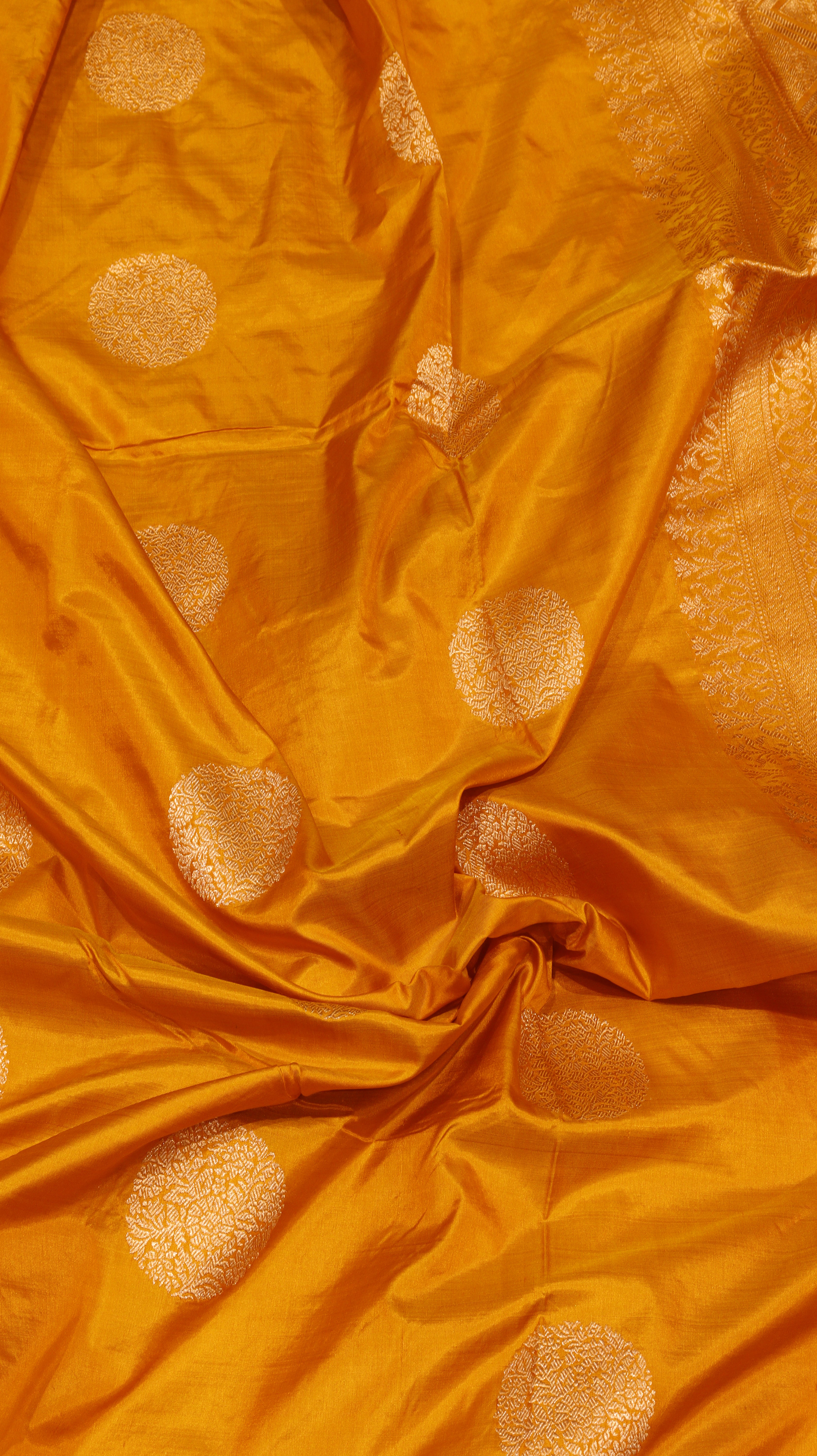 Mustard Yellow Pure Katan Silk Handloom Saree