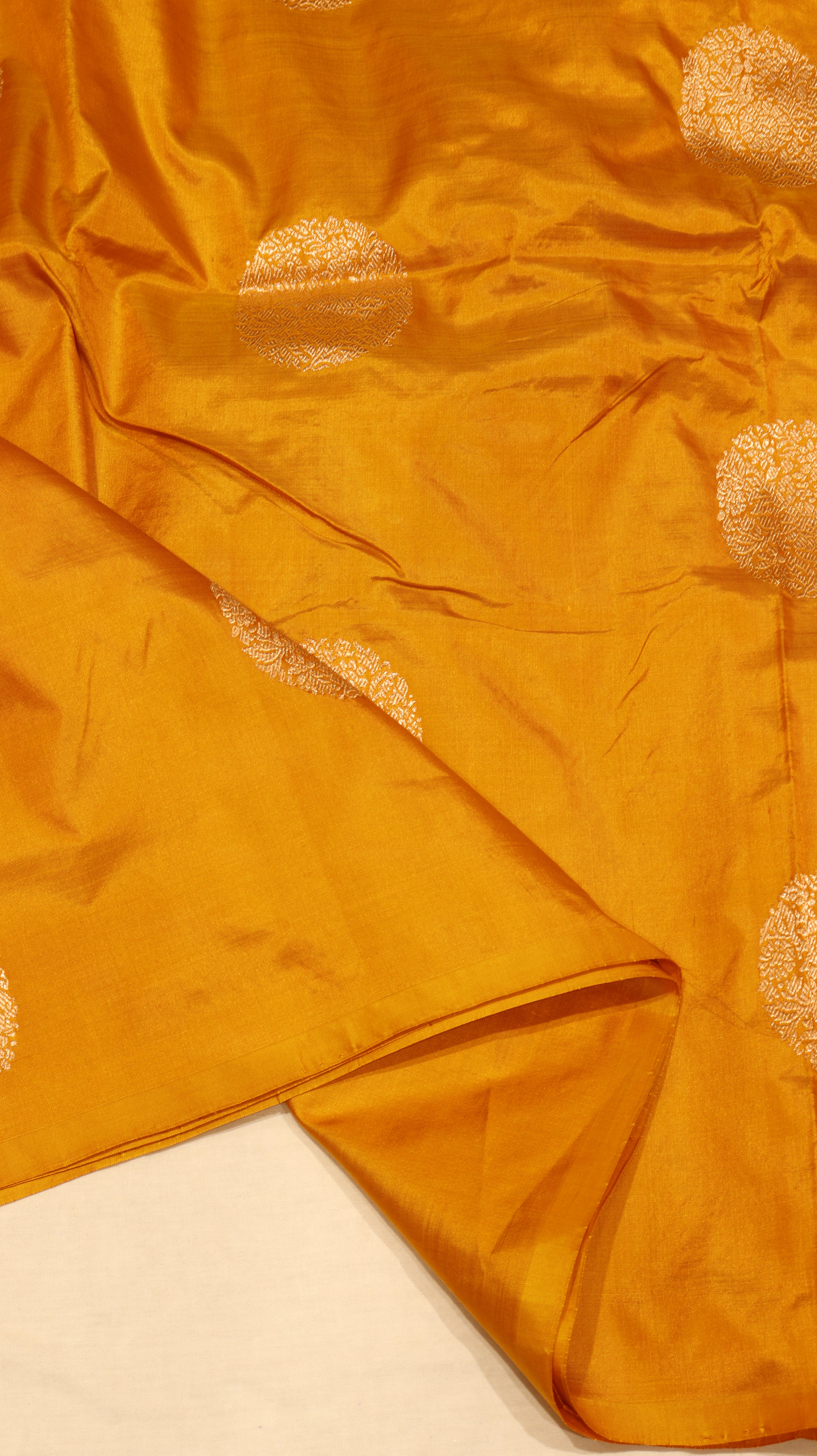 Mustard Yellow Pure Katan Silk Handloom Saree